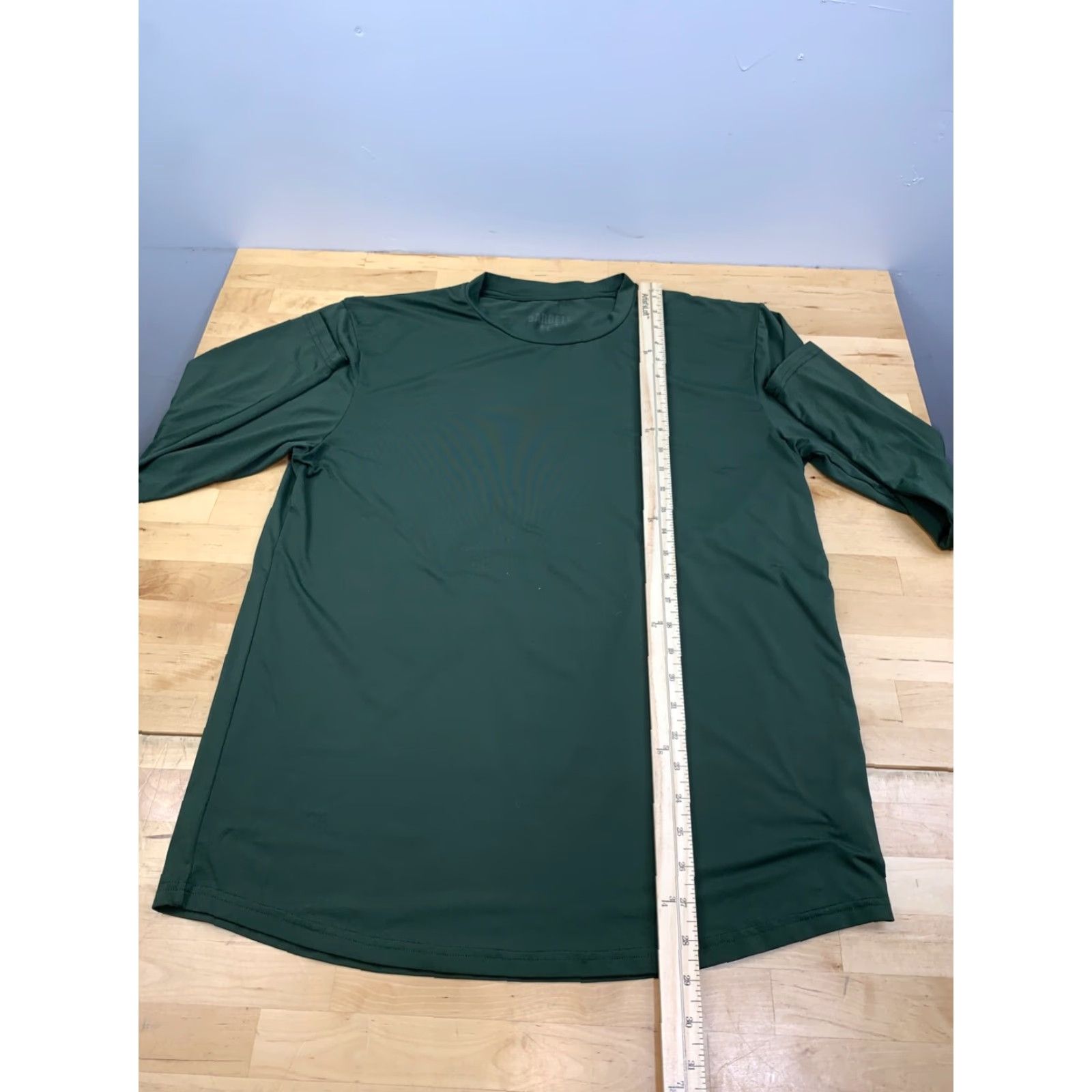 Vintage Barbell Shirt Mens L Green Activewear Stretch Performance Long Sleeve 11125 Size US L / EU 52-54 / 3 - 3 Thumbnail