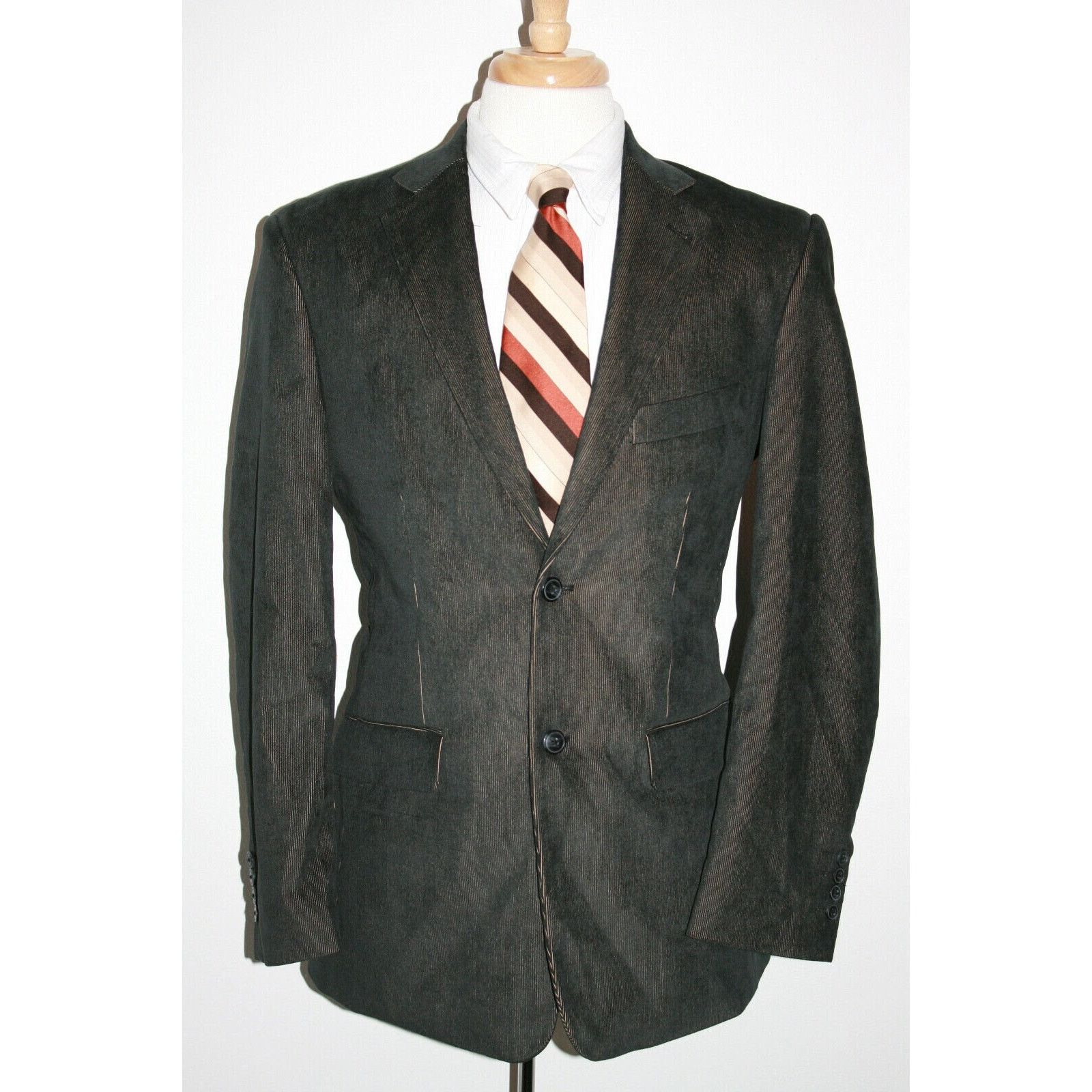 Pronto Uomo 40R Pronto Uomo Mens Blue/Brown Mens Corduroy Blazer Size 40R - 2 Thumbnail