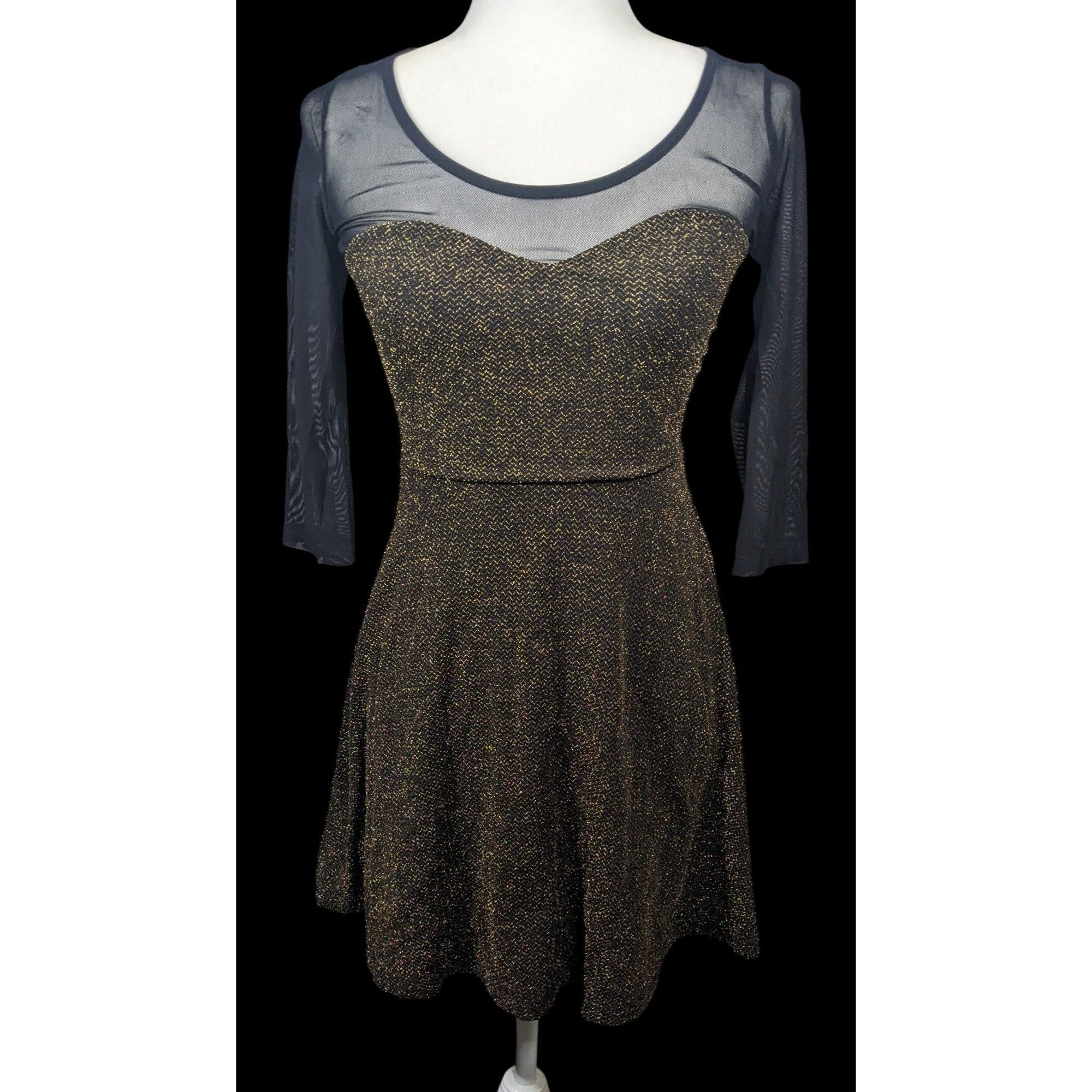 Other Material Girl Gothic Glam 80s Style Black And Gold Mesh Top Size S / US 4 / IT 40 - 1 Thumbnail