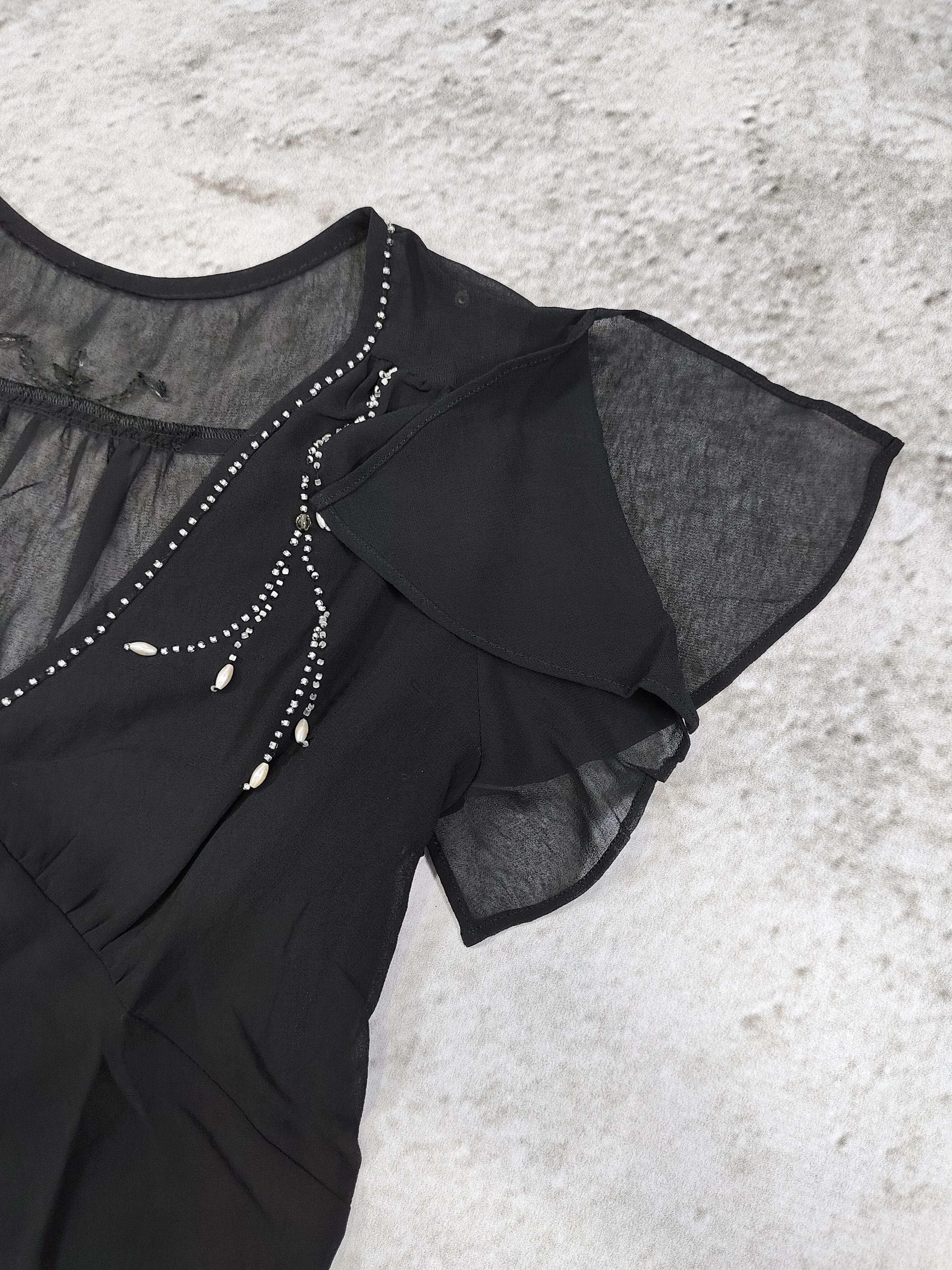 Michel Klein 00s Michel Klein- Fairy Grunge Gothic Sheer Beaded V-Neck Size M / US 6-8 / IT 42-44 - 7 Thumbnail