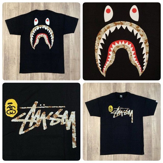 Bape × Stussy BAPE × Stussy ILL COLLABORATION Shark T-shirt a bathing ape Size US M / EU 48-50 / 2 - 1 Thumbnail
