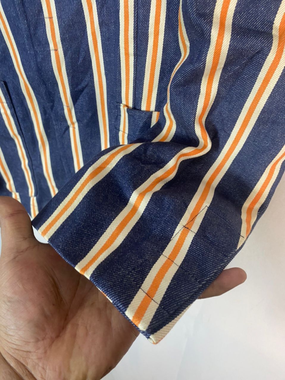 Designer × W&LT × Walter Van Beirendonck 🔥RARE🔥Vintage W&.L.T denim stripe snap button blazer jacket Size US S / EU 44-46 / 1 - 16 Thumbnail