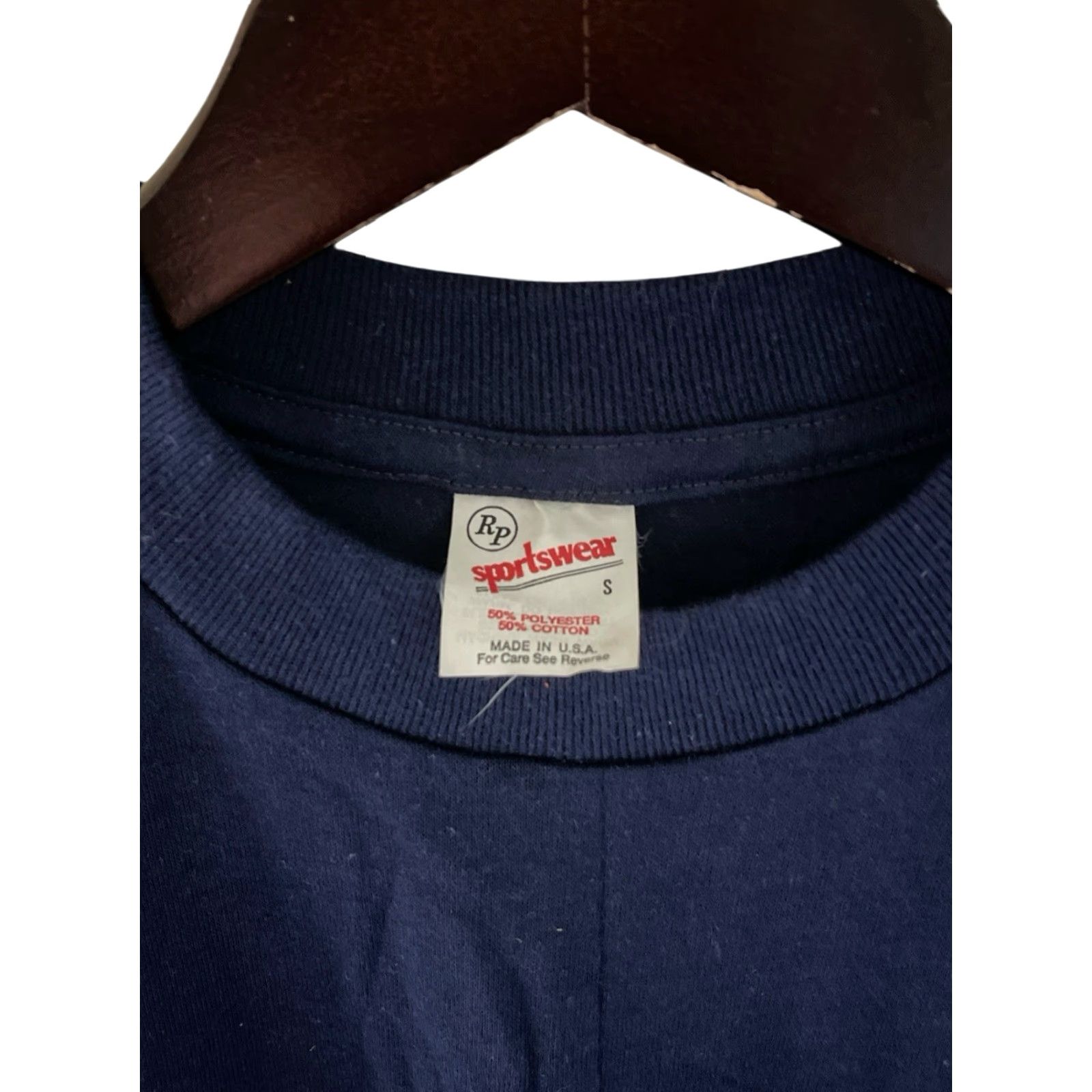 Vintage vintage RP Sportswear long sleeve tee Mens S blue 80s 50/50 cotton poly made in USA deadstock NWOT crew neck shirt Size US S / EU 44-46 / 1 - 2 Thumbnail