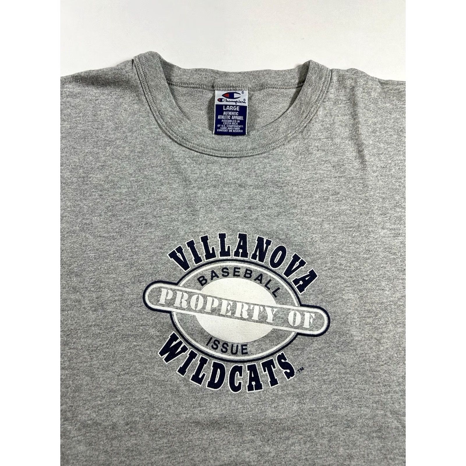 Champion VINTAGE Champion Villanova Wildcats Baseball Property Of Tee Large Gray Shirt Mens Size US L / EU 52-54 / 3 - 3 Thumbnail