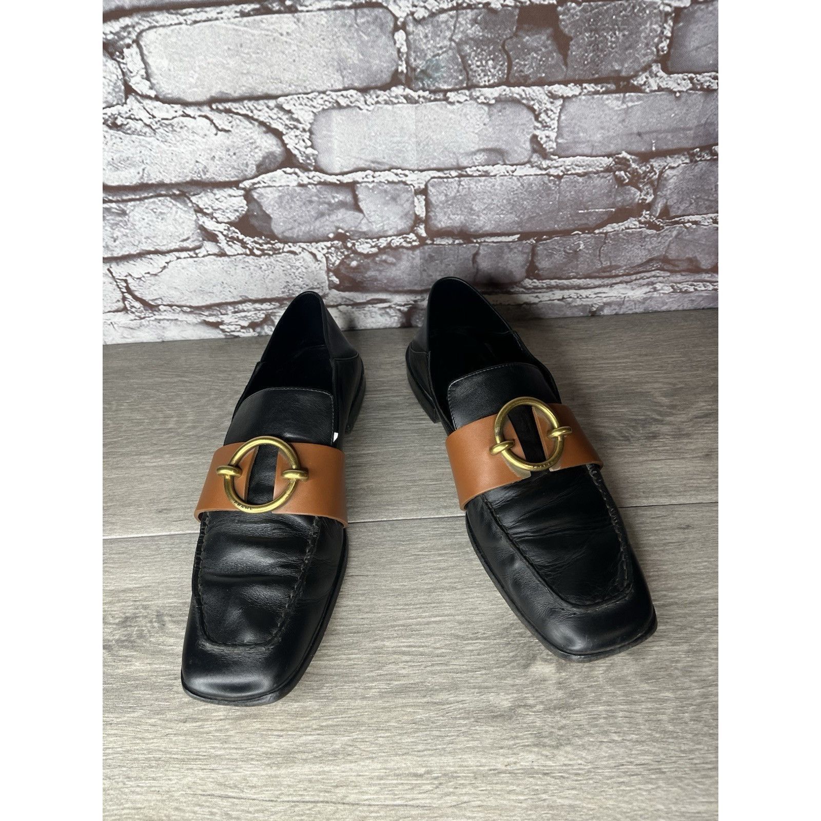 Frame Frame Le Montecito Black Leather Gold Harness Loafers Shoes Size US 8 / IT 38 - 11 Thumbnail