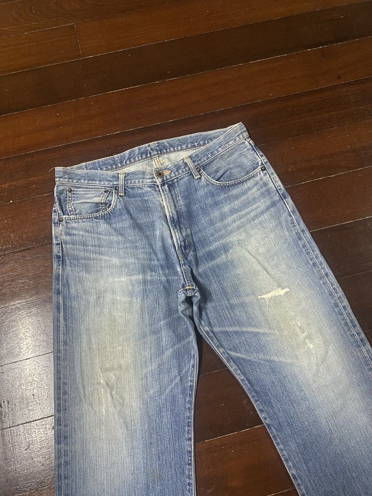 Edwin Vintage 90s Edwin 505 X mud wash distressed selvedge jeans Size US 37 - 6 Thumbnail
