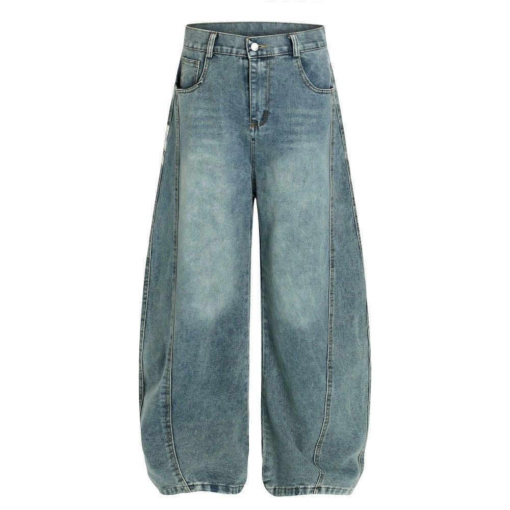 Jean Men's loose distressed washed letters printed scimitar jeans Size US 32 / EU 48 - 2 Thumbnail