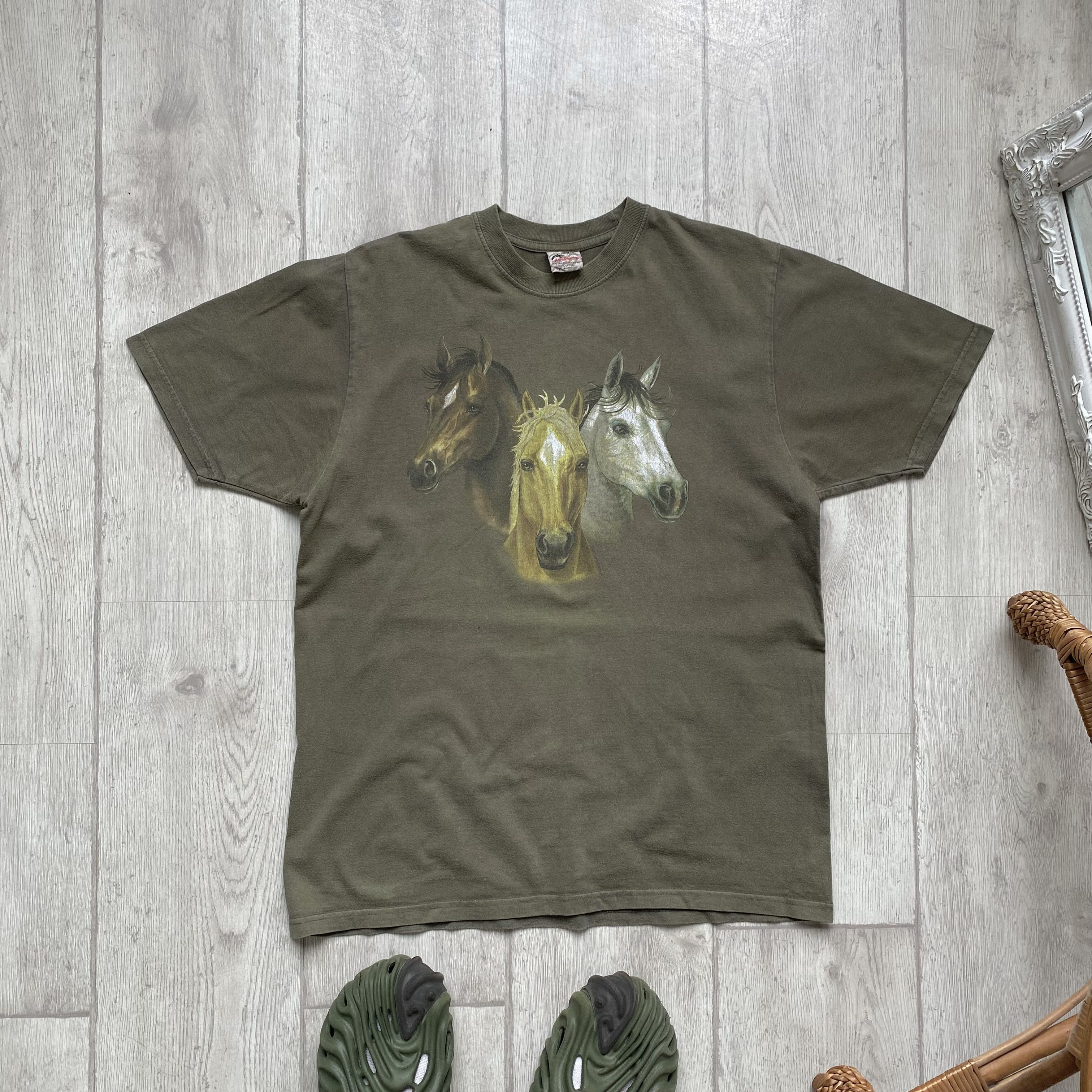 Hanes 🐴 Vintage 90s Animal Horse Faded tee mountain t-shirt Size US S / EU 44-46 / 1 - 8 Thumbnail