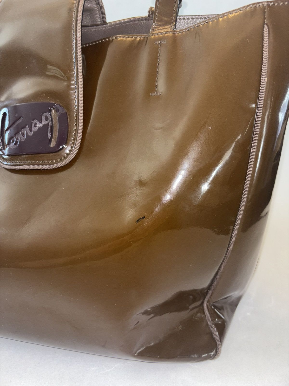 Salvatore Ferragamo Brown Patent Leather Ferragamo Tote Size ONE SIZE - 3 Thumbnail