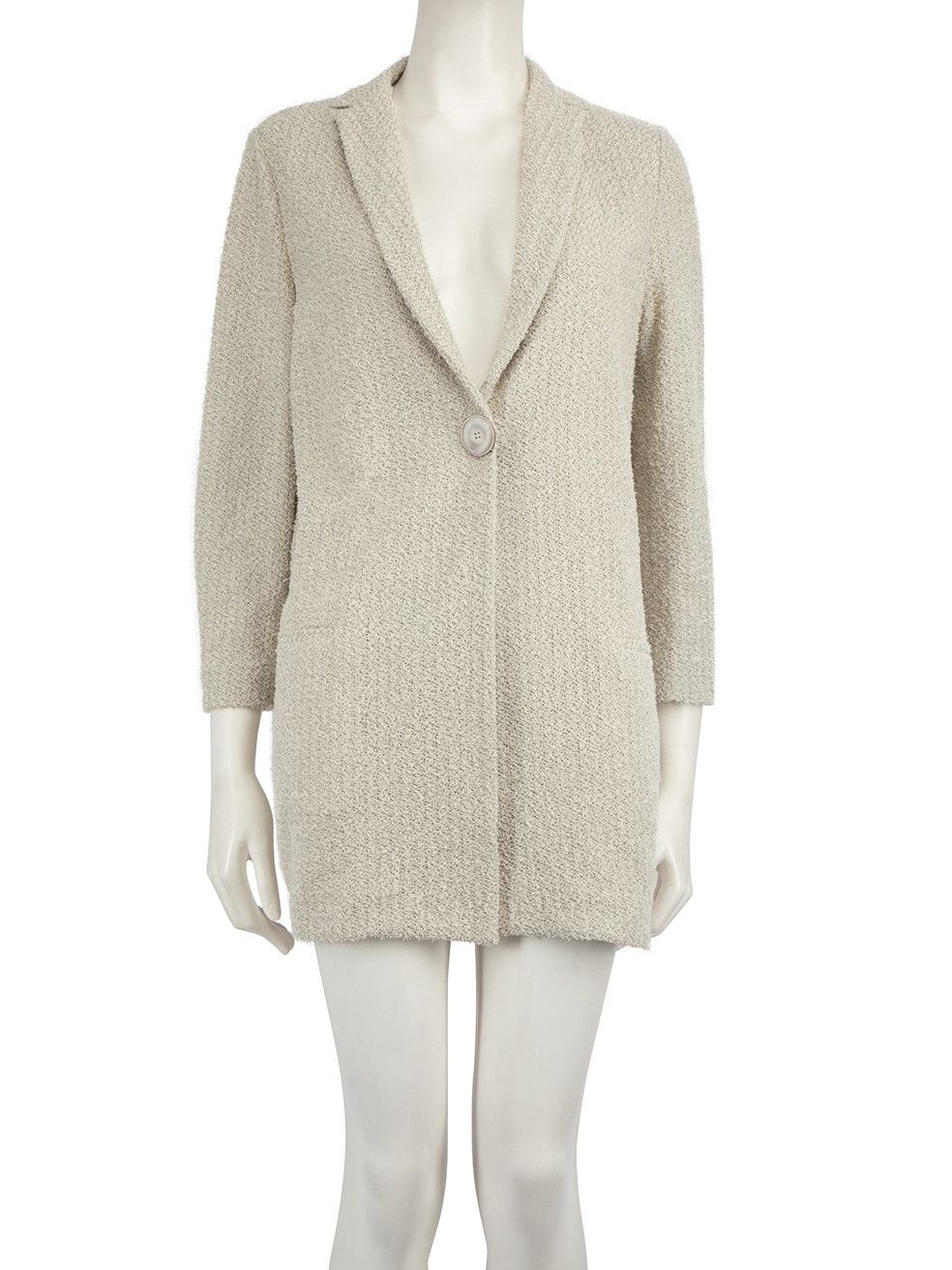 image of Fabiana Filippi Grey Single Breasted Woven Coat, Women's (Size Small)