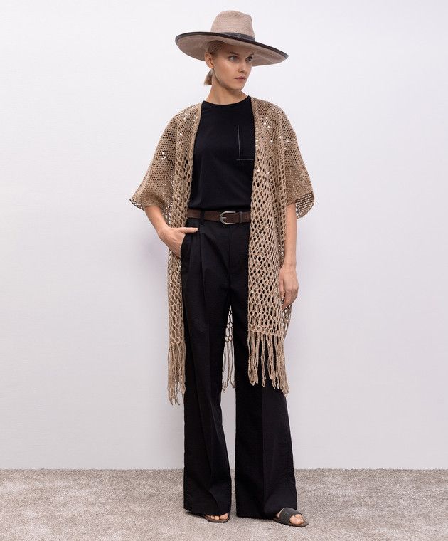 Brunello Cucinelli o1w1db10825 Cardigan in Light/Pastel Brown Size L / US 10 / IT 46 - 5 Thumbnail