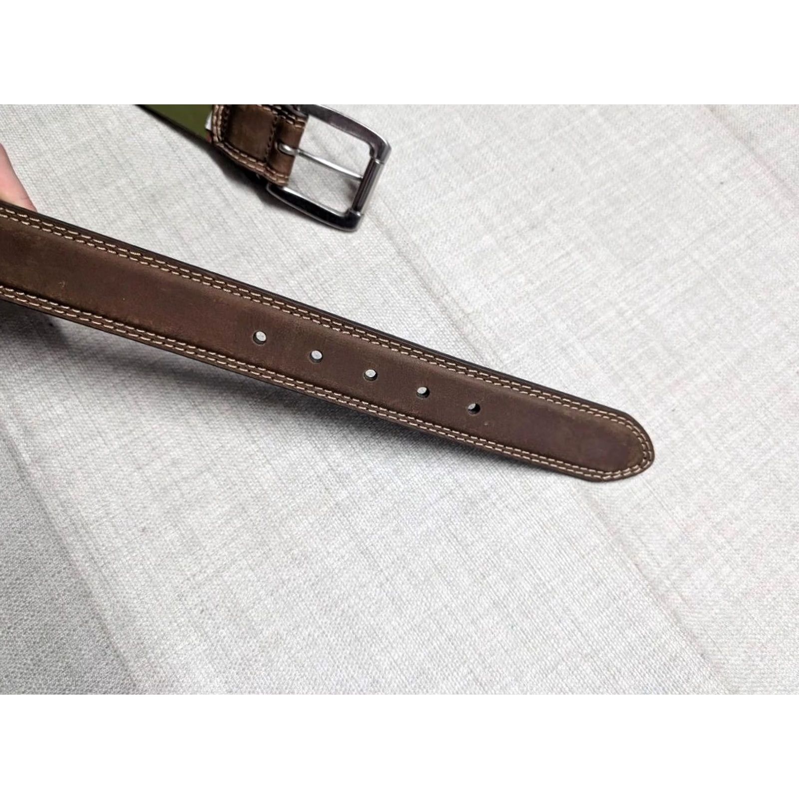 Vintage VINTAGE Cowhide full grain Leather belt 34 brown Men 1-1/2" Dress Work Belt XS Size 34 - 4 Thumbnail