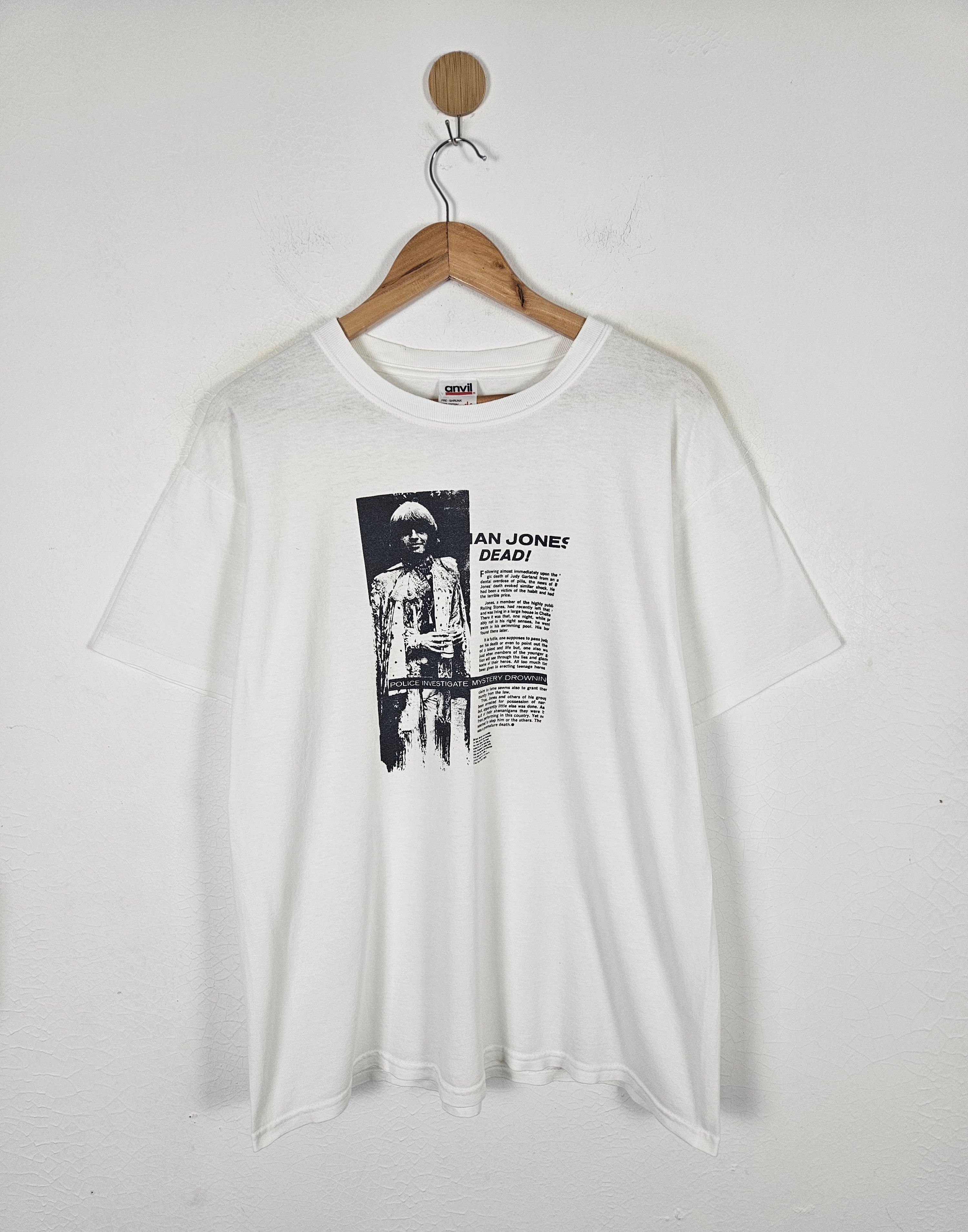 Band Tees × Vintage Vintage Brian Jones Death News Paper rolling stones shirt Size US L / EU 52-54 / 3 - 1 Thumbnail