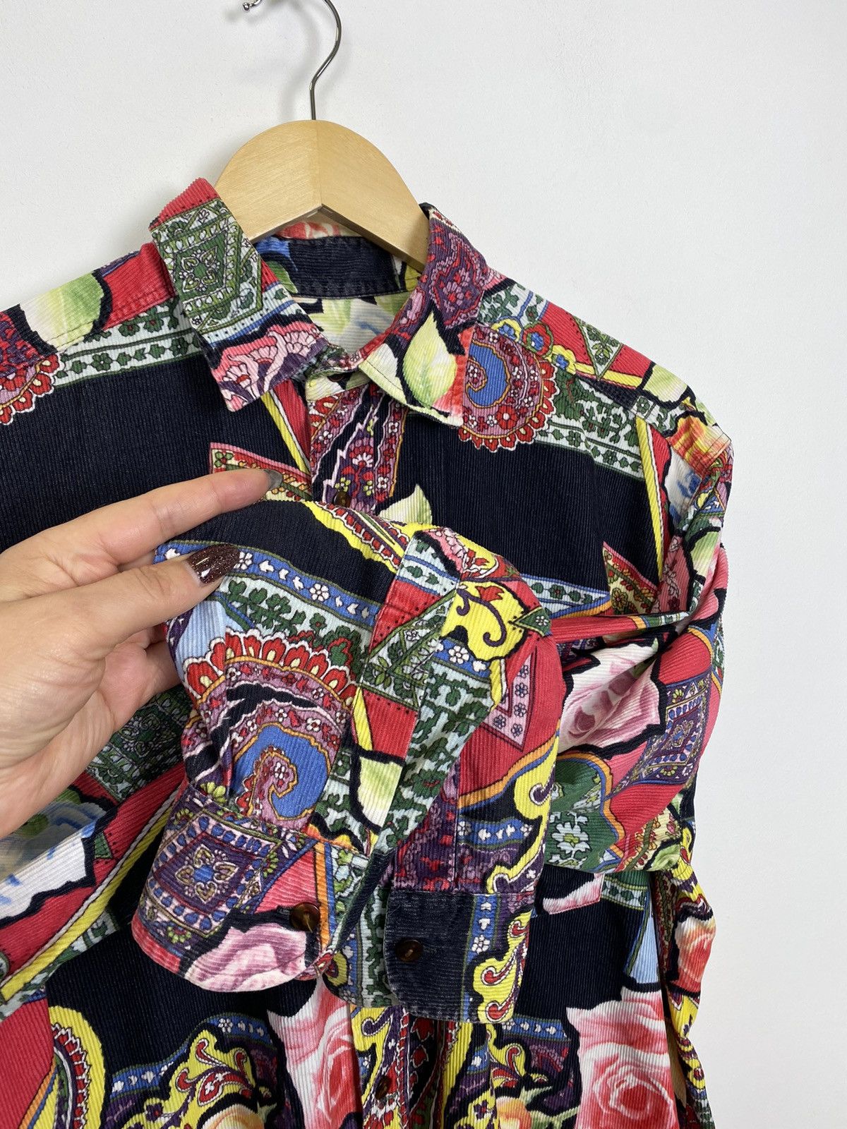 Other Vintage Y2K Flower Art Corduroy Shirt Buttons-Up Men’s Sz L Size US L / EU 52-54 / 3 - 3 Thumbnail