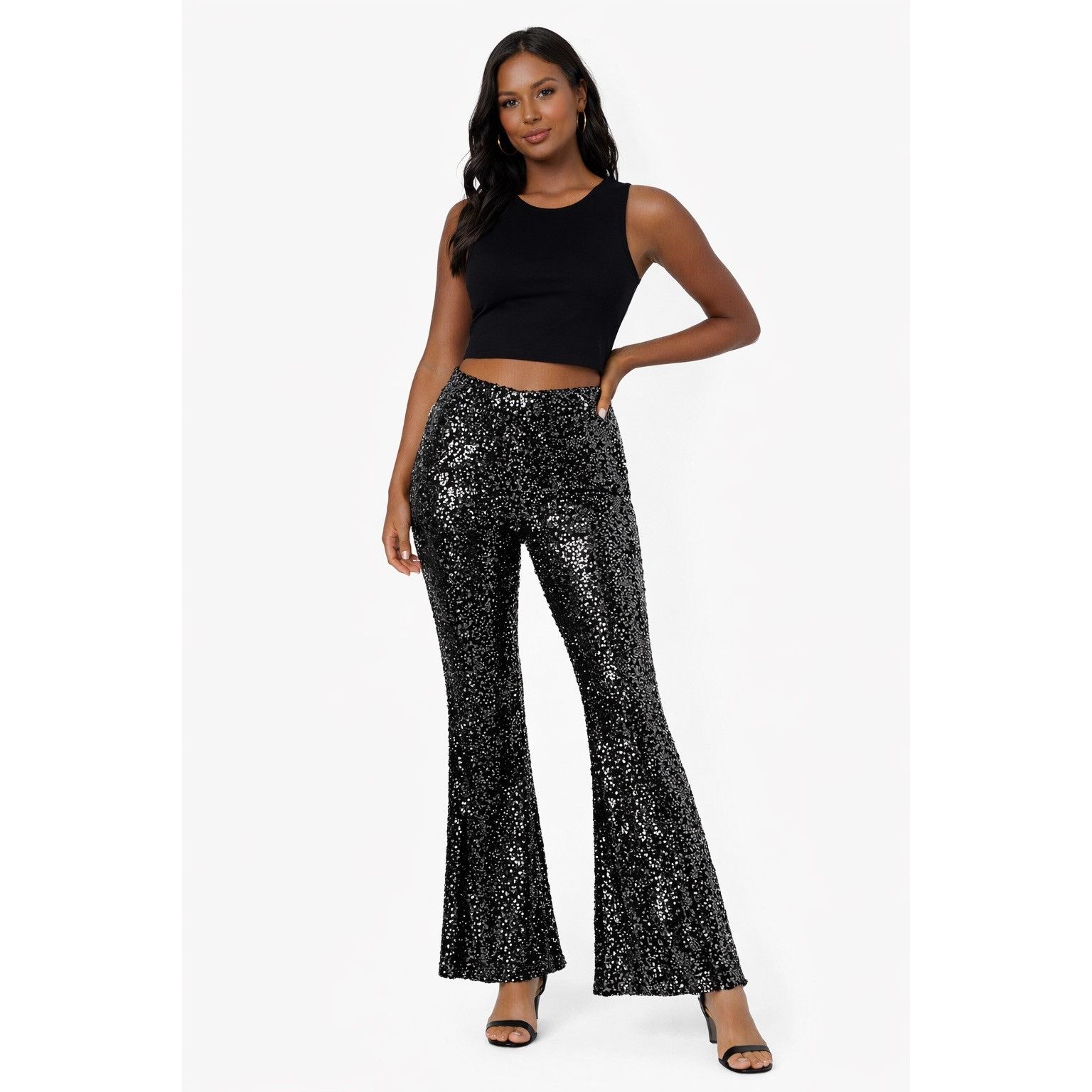 Other No Boundaries Pants - Black Sequin Flare - Size M Size 32" / US 10 / IT 46 - 1 Thumbnail