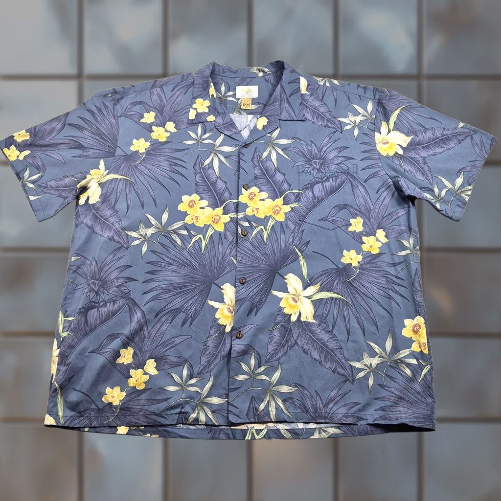 ALOHAS Ho Aloha Button Up Shirt Mens 3XL Blue Floral Hawaiian Aloha Short Sleeve Size US XXL / EU 58 / 5 - 1 Thumbnail