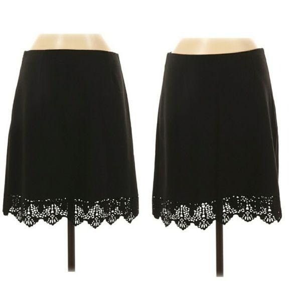 Laundry by Shelli Segal Shelli Segal Faux Suede A-line Skirt Sz 6 Black Scalloped La Size 28" / US 6 / IT 42 - 3 Thumbnail