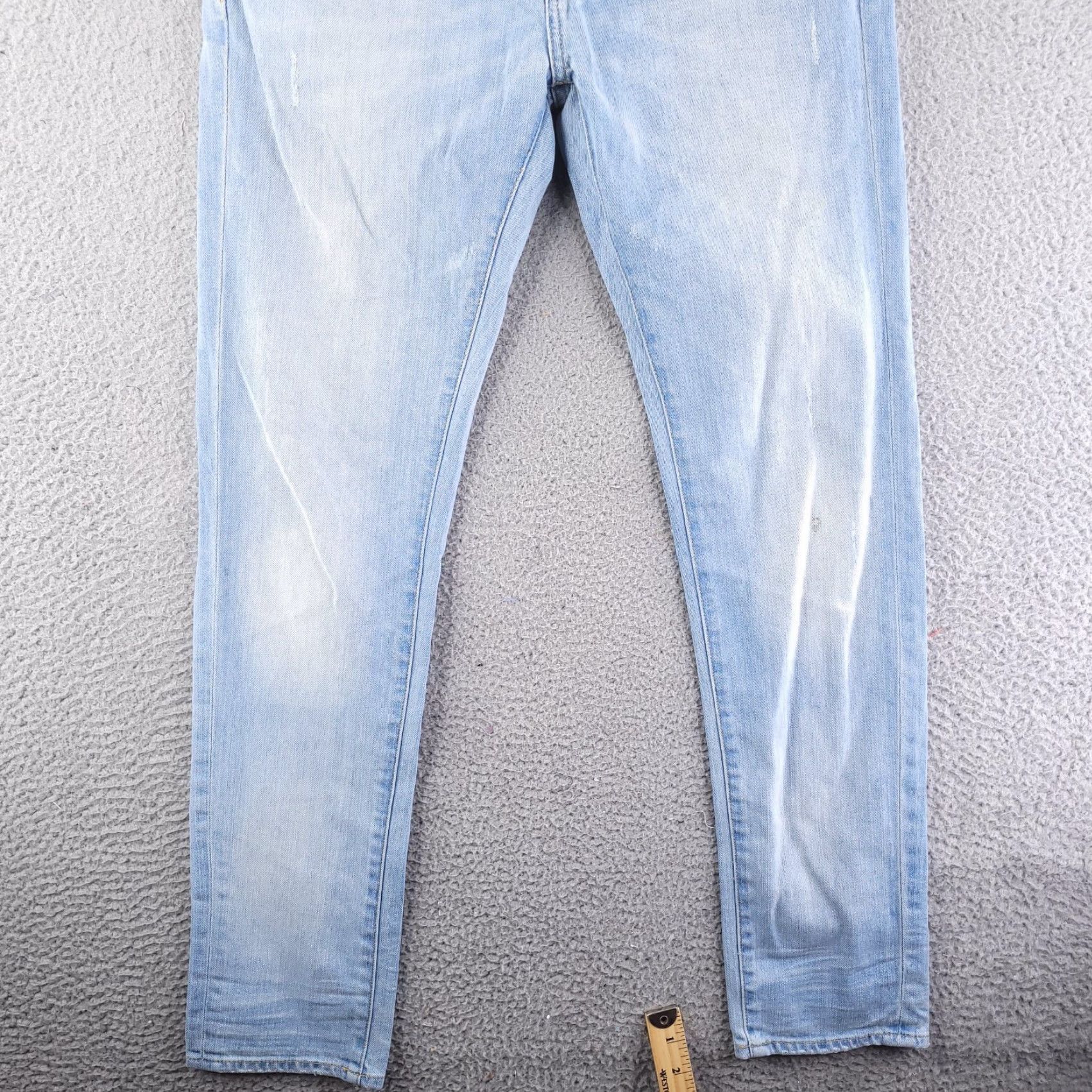 American Eagle Outfitters American Eagle Jeans Mens 29x31 Blue Distressed Skinny Light Wash Size US 29 - 2 Thumbnail