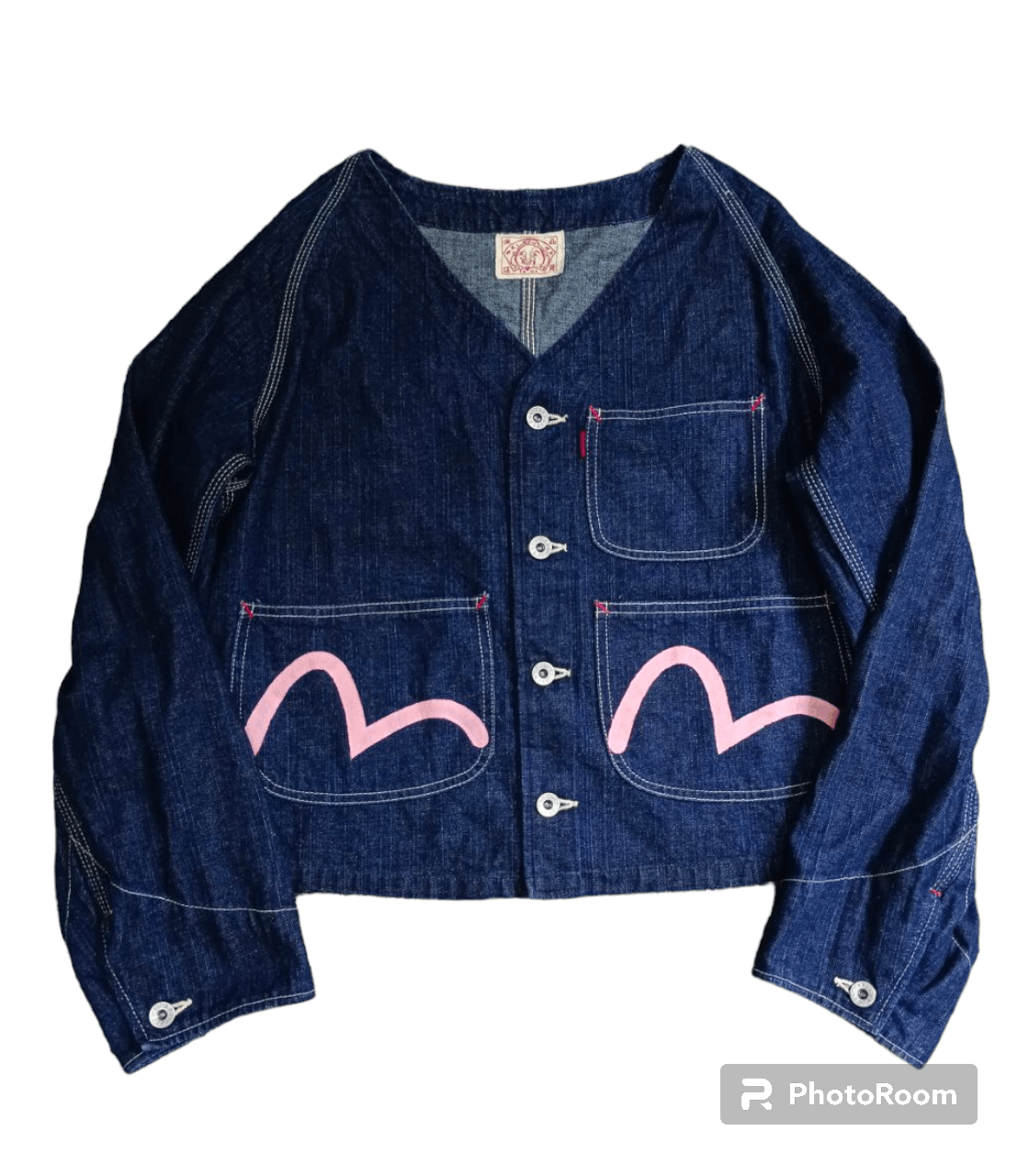 image of Evisu x Vintage Evis Daicock Denim Cardigan Jacket in Blue Denim, Men's (Size Small)