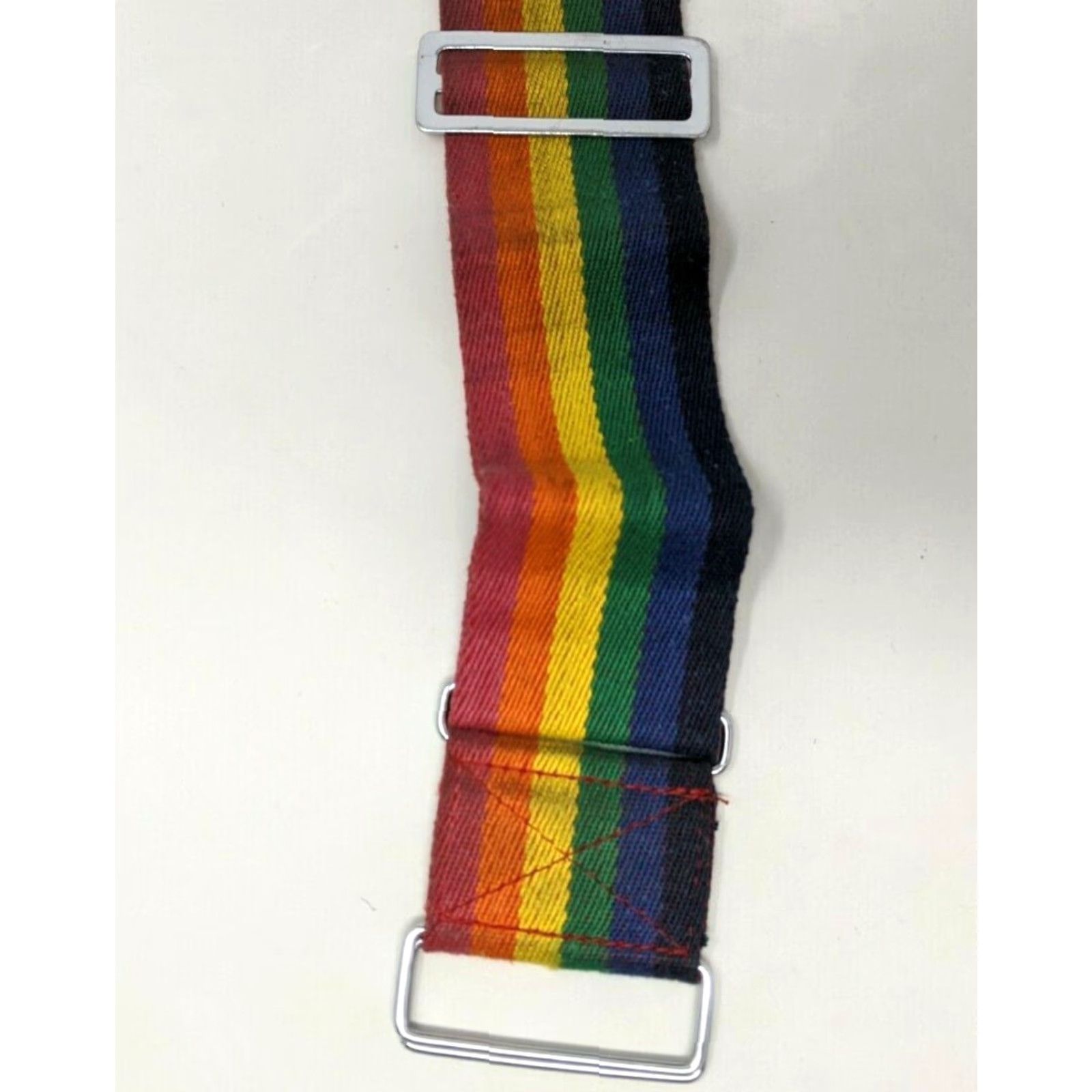 Rainbow VTG 1980s Peter's Rainbow Adjustable Stretch Belt w/ Name Address ID Holder L19 Belt, 64" Length, 2 1/2" Width, Multi-Color (Adult Unisex) Size ONE SIZE - 2 Thumbnail