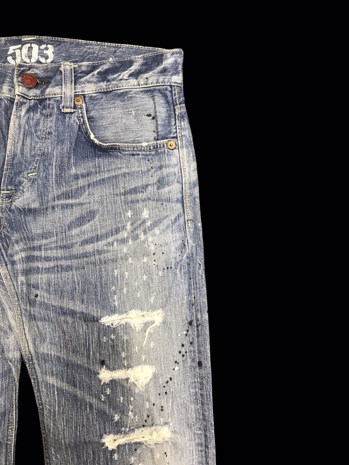 Edwin 💥BOOTCUT💥ARCHIVAL EDWIN DISTRSSD PAINT SPLATTER DENIM F170 Size US 32 / EU 48 - 3 Thumbnail