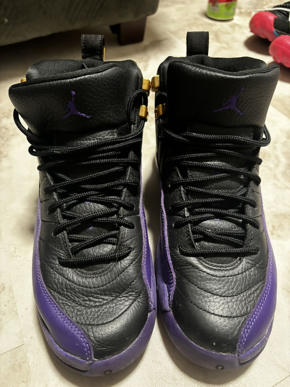 Jordan Brand Purple black & gold Jordan 12’s Size US 6 / EU 39 - 1 Thumbnail