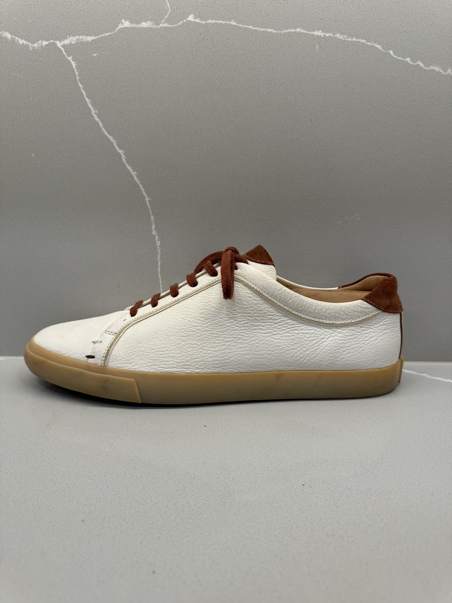 Loro Piana Loro Piana - Freetime Walk - White Leather Low Sneakers Size US 9.5 / EU 42-43 - 1 Thumbnail