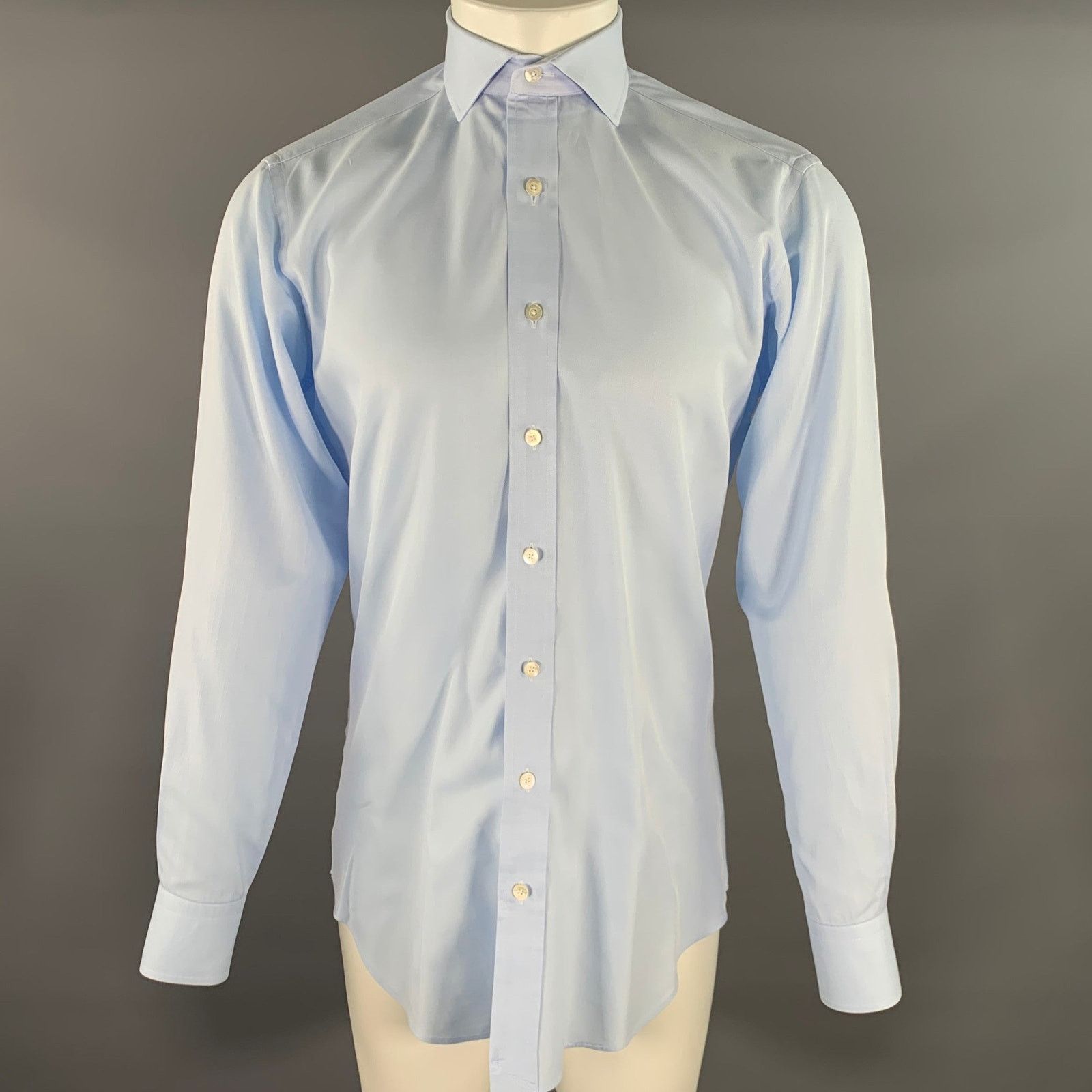HAMILTON Size S Blue Long Sleeve Spread Collar Shirt