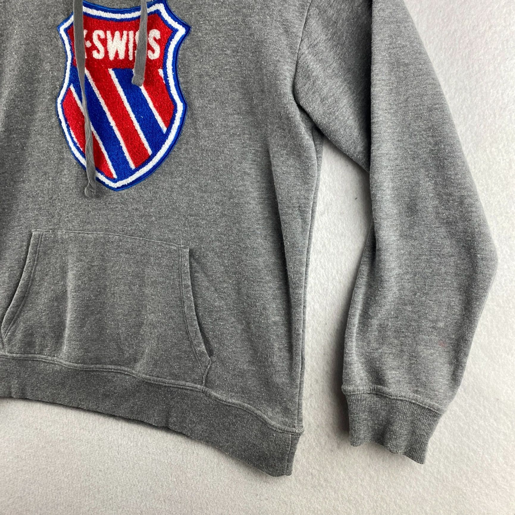 Vintage K Swiss Hoodie Mens M Gray Pullover Hooded Fleece Embroidered Drawstring Logo Size US M / EU 48-50 / 2 - 6 Thumbnail