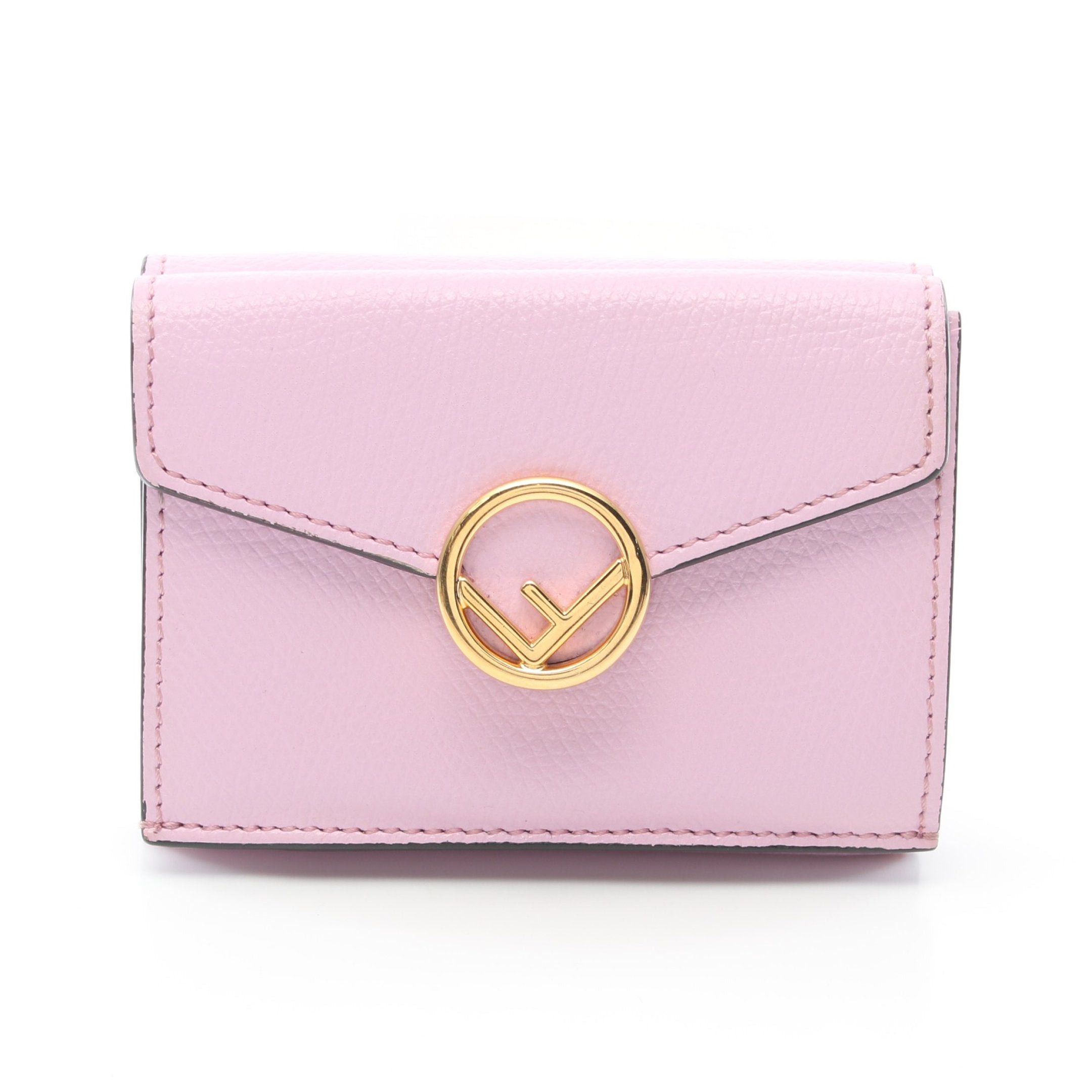 image of Fendi F Is Trifold Wallet Compact Wallet Leather Light Pink, Women's