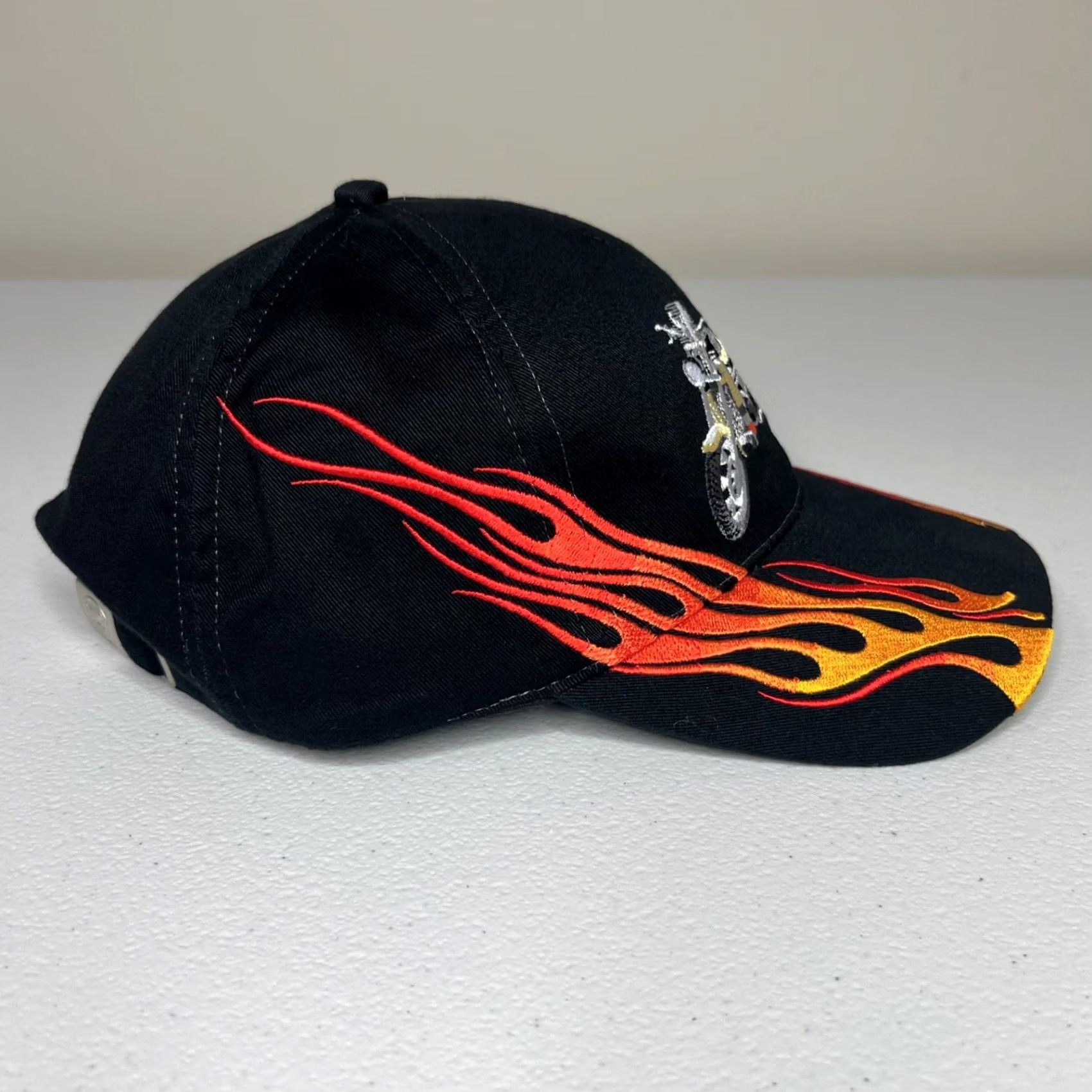 Vintage Jagermeister Hat Cap Black Mens Adjustable Embroidered Flames Motorcycle Biker Cap Size ONE SIZE - 7 Thumbnail