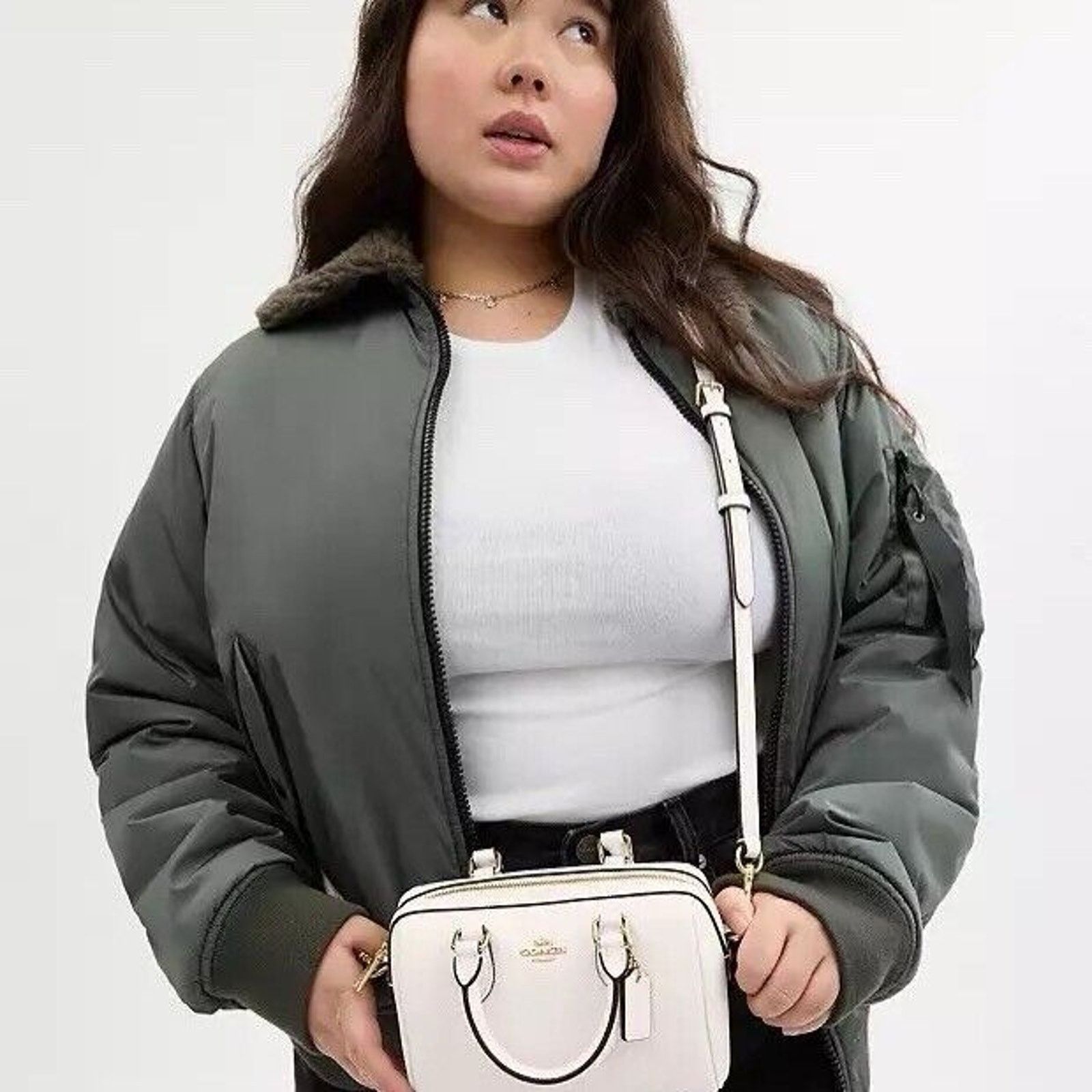 Coach NWT Coach Mini Rowan Crossbody Bag Leather CV404 Gold/Chalk Size ONE SIZE - 5 Thumbnail