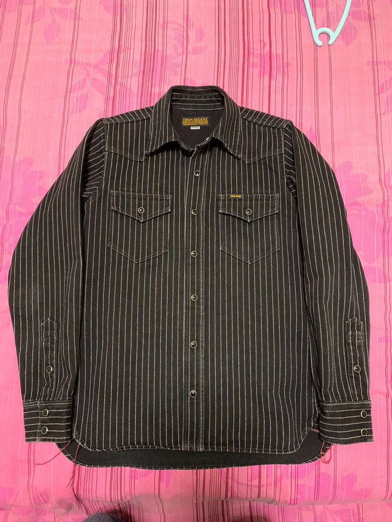 Iron Heart 12 ounce heavyweight discharge striped slim fit