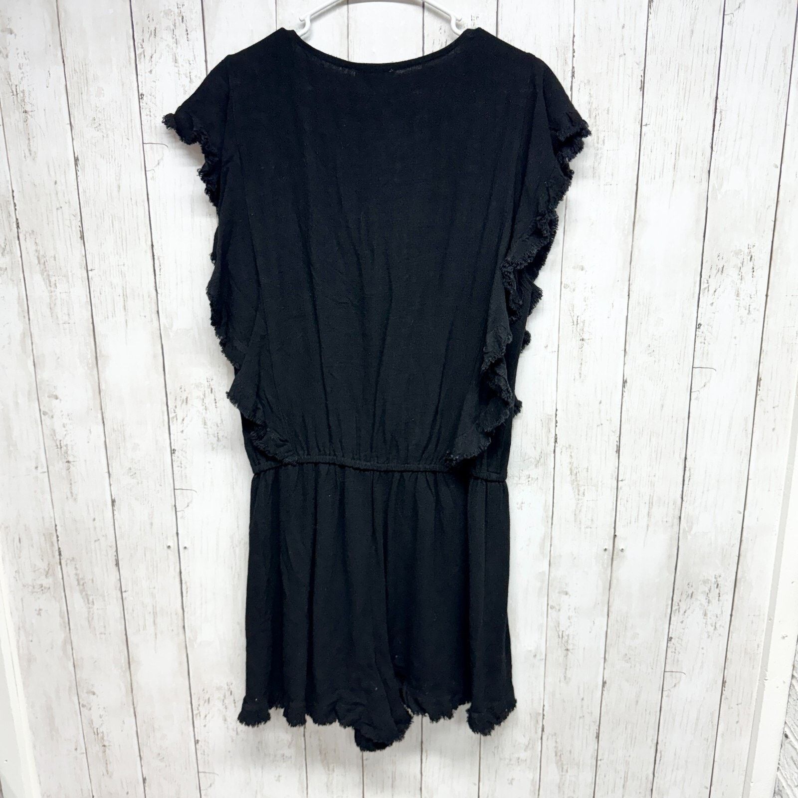Other Umgee Romper Size L Black Cotton Ruffled Beach Lighweight Size 32" / US 10 / IT 46 - 7 Thumbnail