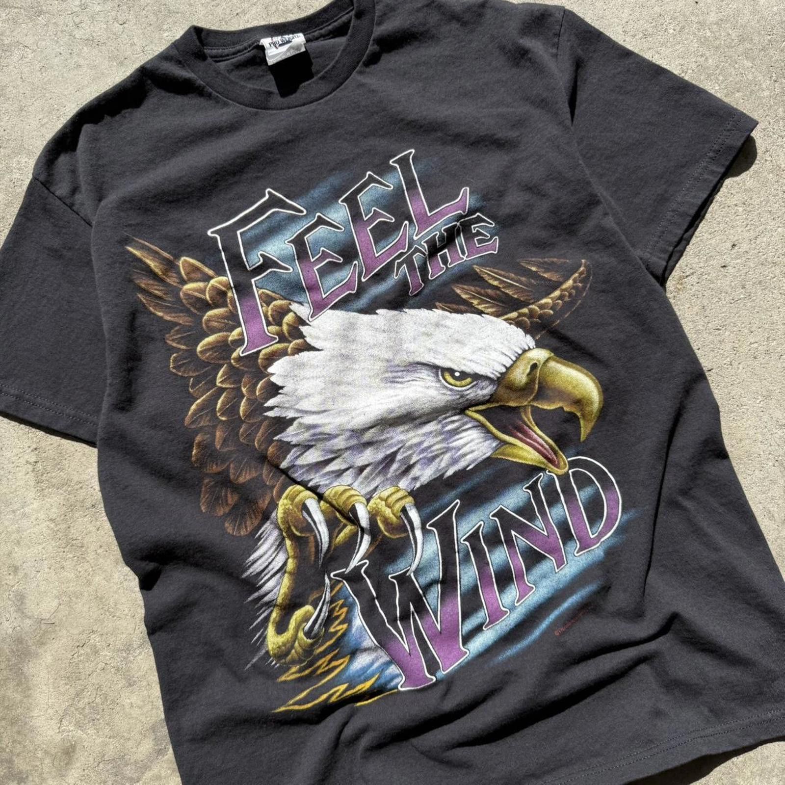 Vintage Vintage Feel The Wind Eagle Biker Thunder T Shirt Size L Size US L / EU 52-54 / 3 - 1 Thumbnail