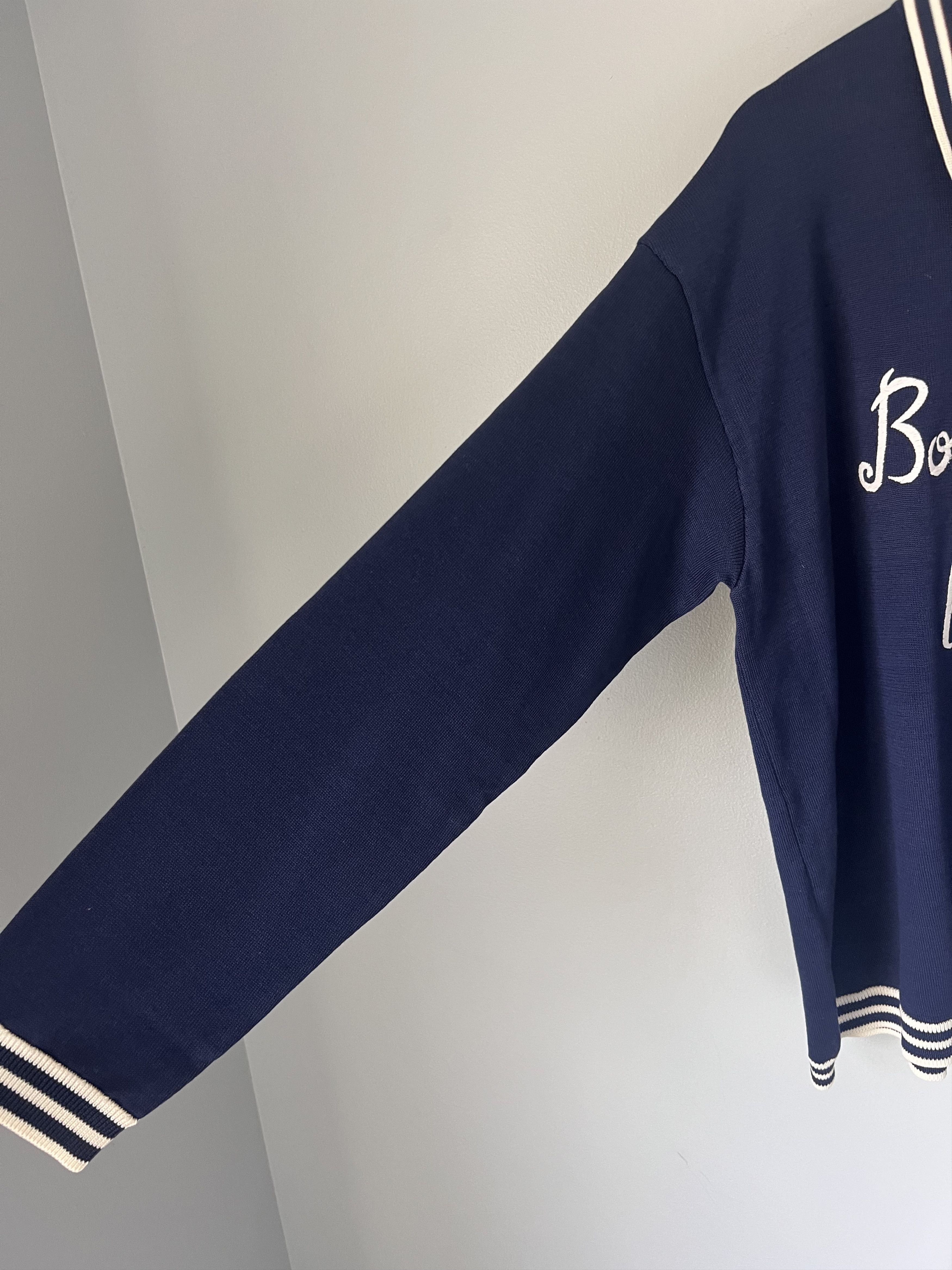Bode Bode Club Long Sleeve Polo in Navy Size US XL / EU 56 / 4 - 4 Thumbnail