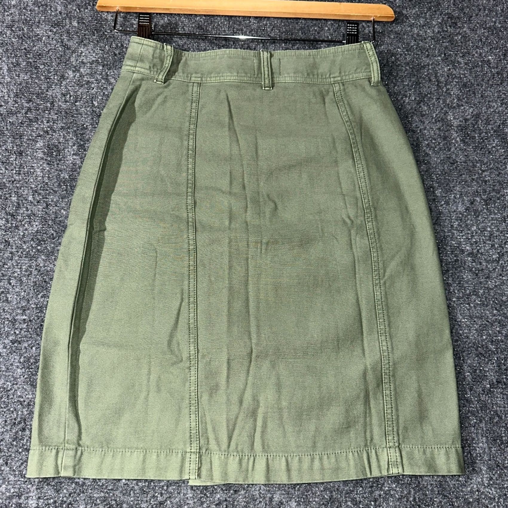 J.Crew J.CREW Skirt Womens 23 Green Cotton Pockets Button Front Knee Length Vintage: No, Solid, Classic Modern, Mid Rise, Regular Size 23, Women, Skirt Size 40" / US 18 - 5 Thumbnail