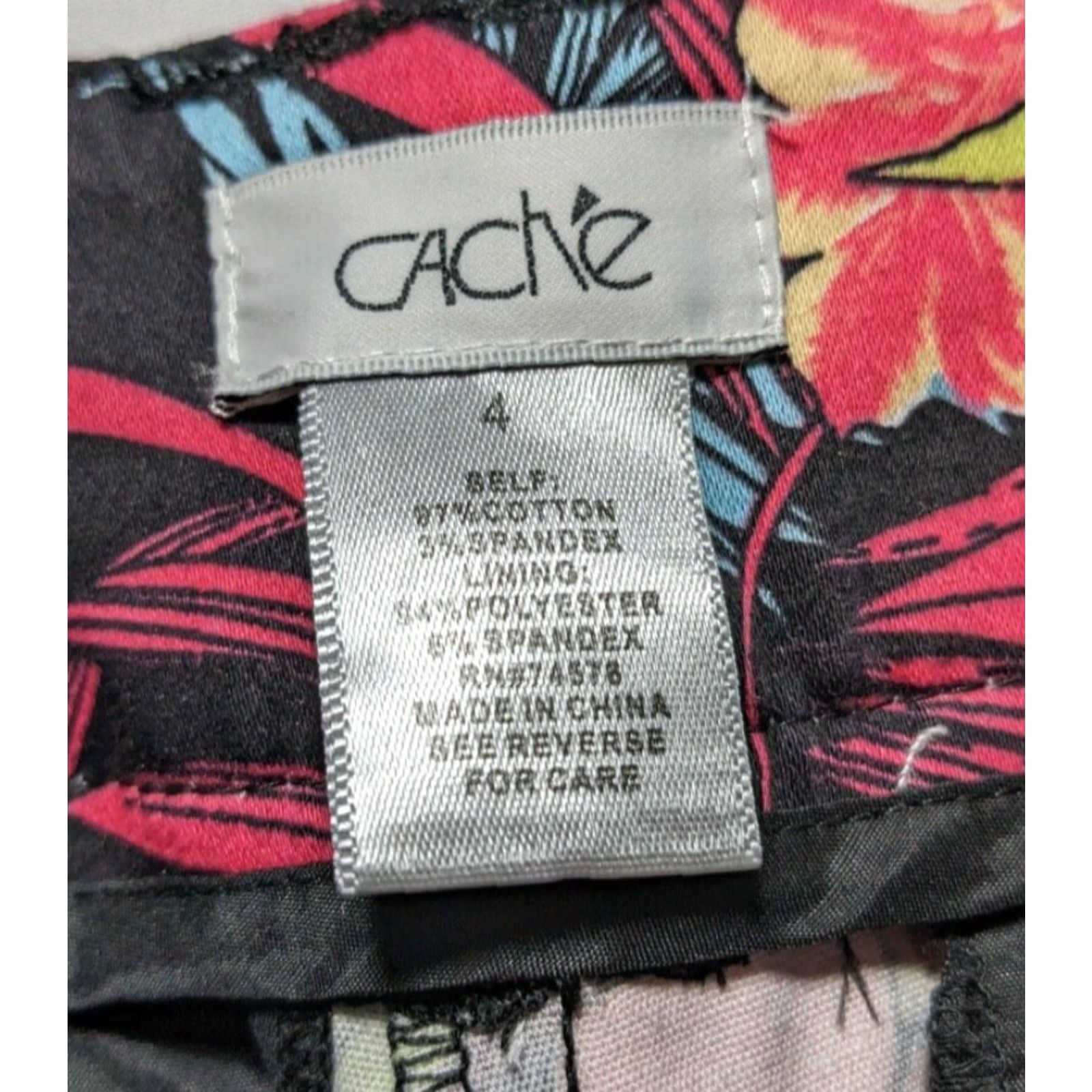 Vintage CACHE Floral Cotton Stretch Black Pants - Women Size 4 Size 27" / US 4 / IT 40 - 6 Thumbnail