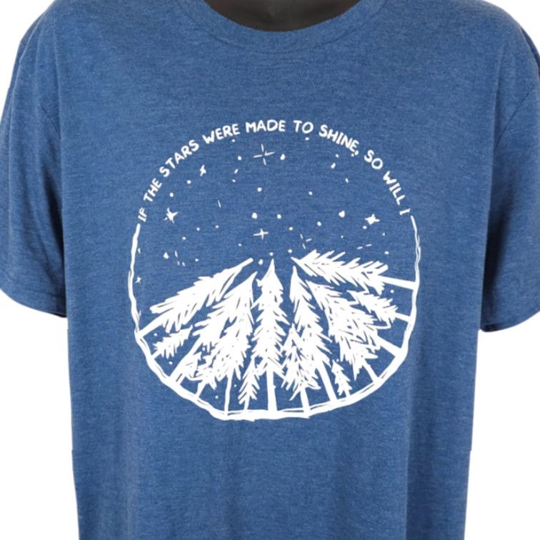 Vintage District Nature T Shirt Mens Large Blue If The Stars Were Made To Shine So Will I Shirts Mens Large Blue Stars 2010s T-Shirt District Mens Blue Stars Size US L / EU 52-54 / 3 - 2 Thumbnail