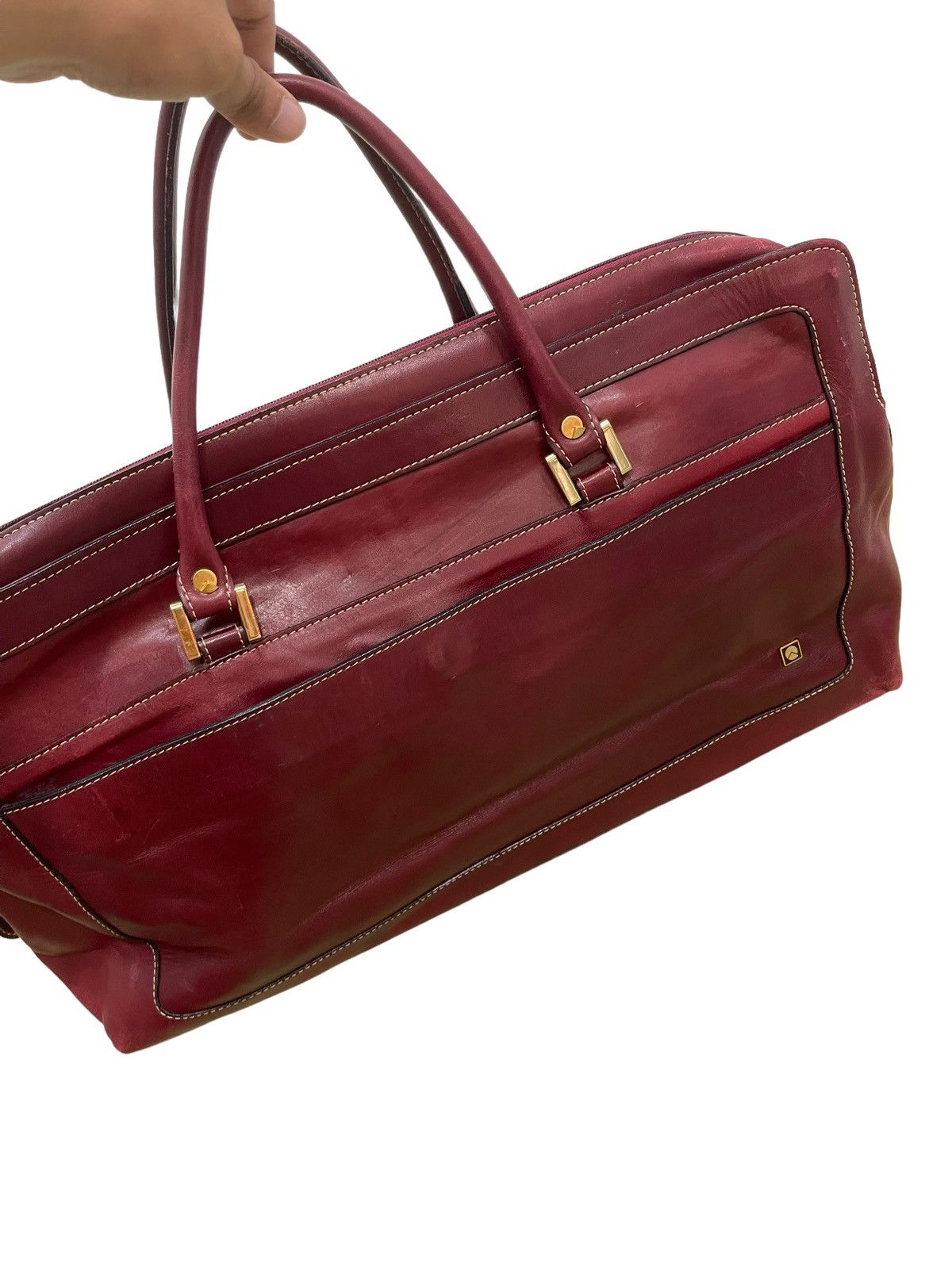 Vtg Full Leather Patina Duffel Bag Quarter Japan 1🟩