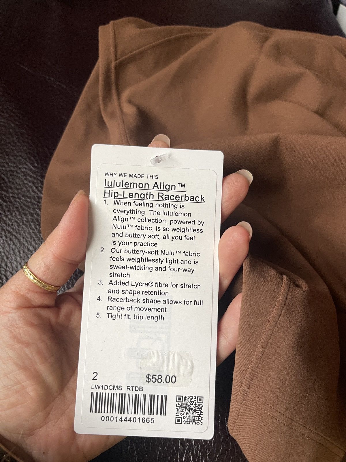 Lululemon Lululemon Align Hip-Length Racerback Roasted Brown size 2 Size XS / US 0-2 / IT 36-38 - 6 Thumbnail