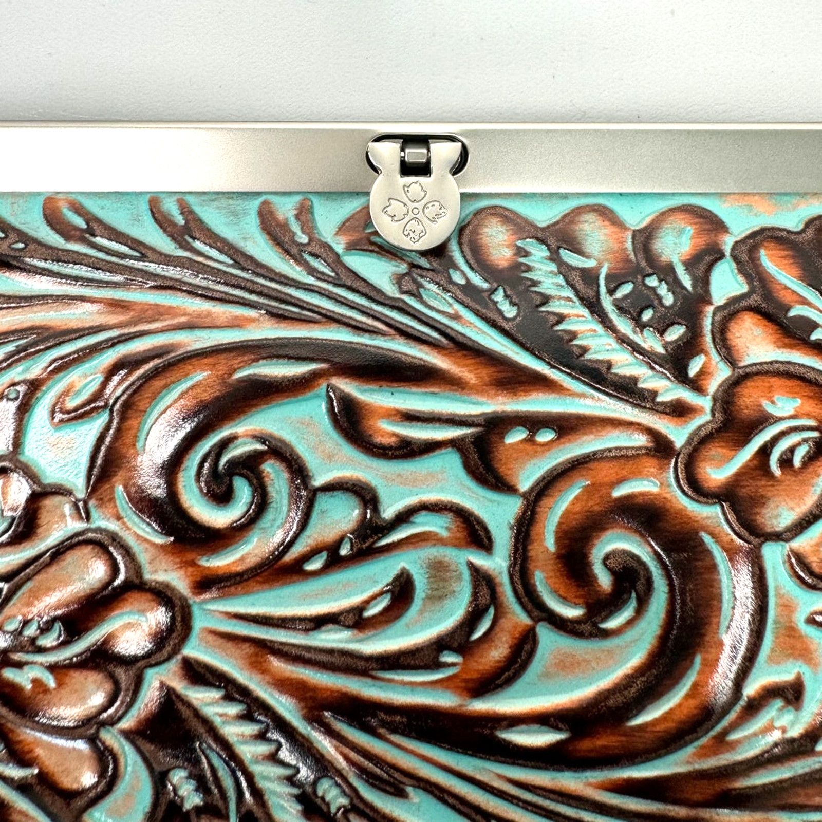 Patricia Nash NEW Patricia Nash Cauchy Wallet in Tooled Turquoise & Brown Size ONE SIZE - 3 Thumbnail
