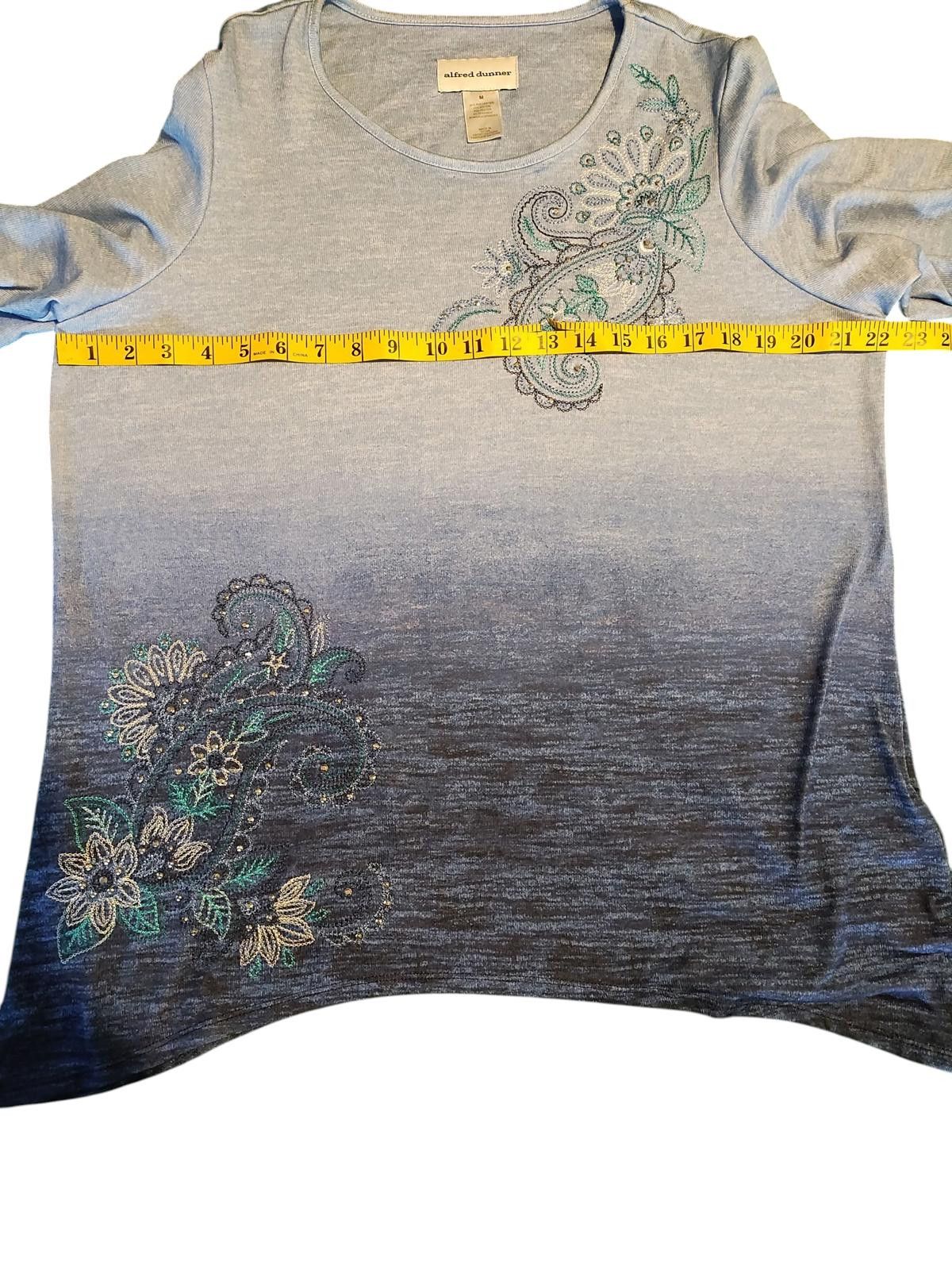 Designer Women's Ombre Blue Long Sleeve Tunic Dress with Embroidered/ Size M / US 6-8 / IT 42-44 - 5 Thumbnail