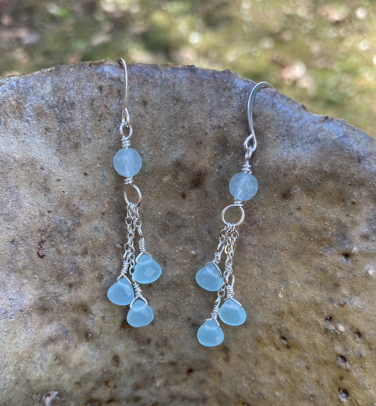 Handmade Chalcedony Dangle Earrings Size ONE SIZE - 5 Thumbnail