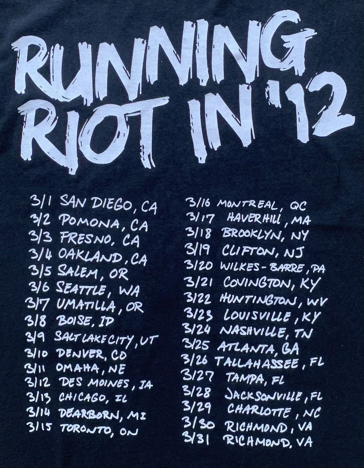 Band Tees Soul Search HardCore Band Running Riot Tour 2012 Size US M / EU 48-50 / 2 - 10 Thumbnail