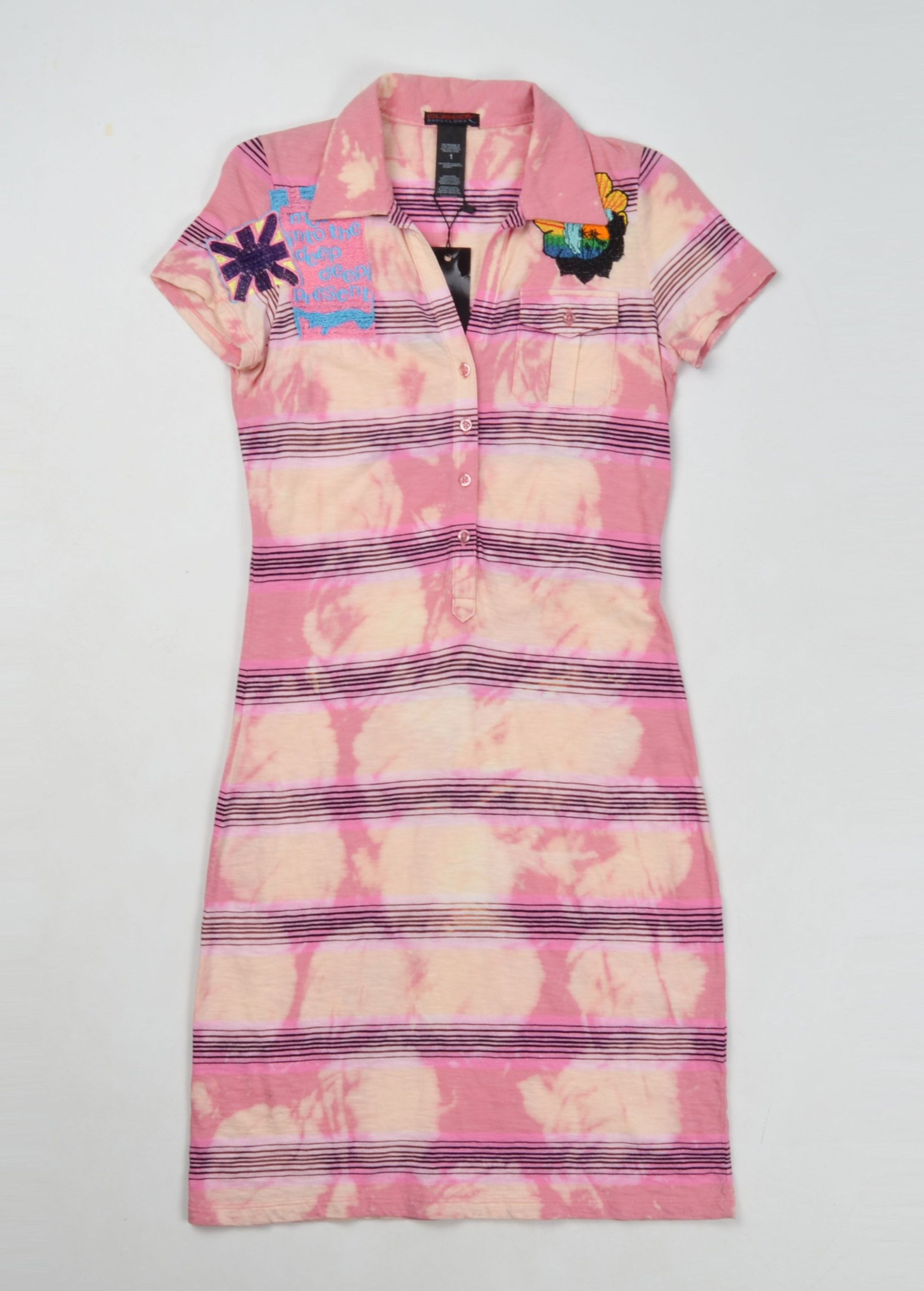 Custo Barcelona × Designer × Vintage Vintage Custo Barcelona Y2K Tie-Dye Striped Polo Dress Size S / US 4 / IT 40 - 4 Thumbnail