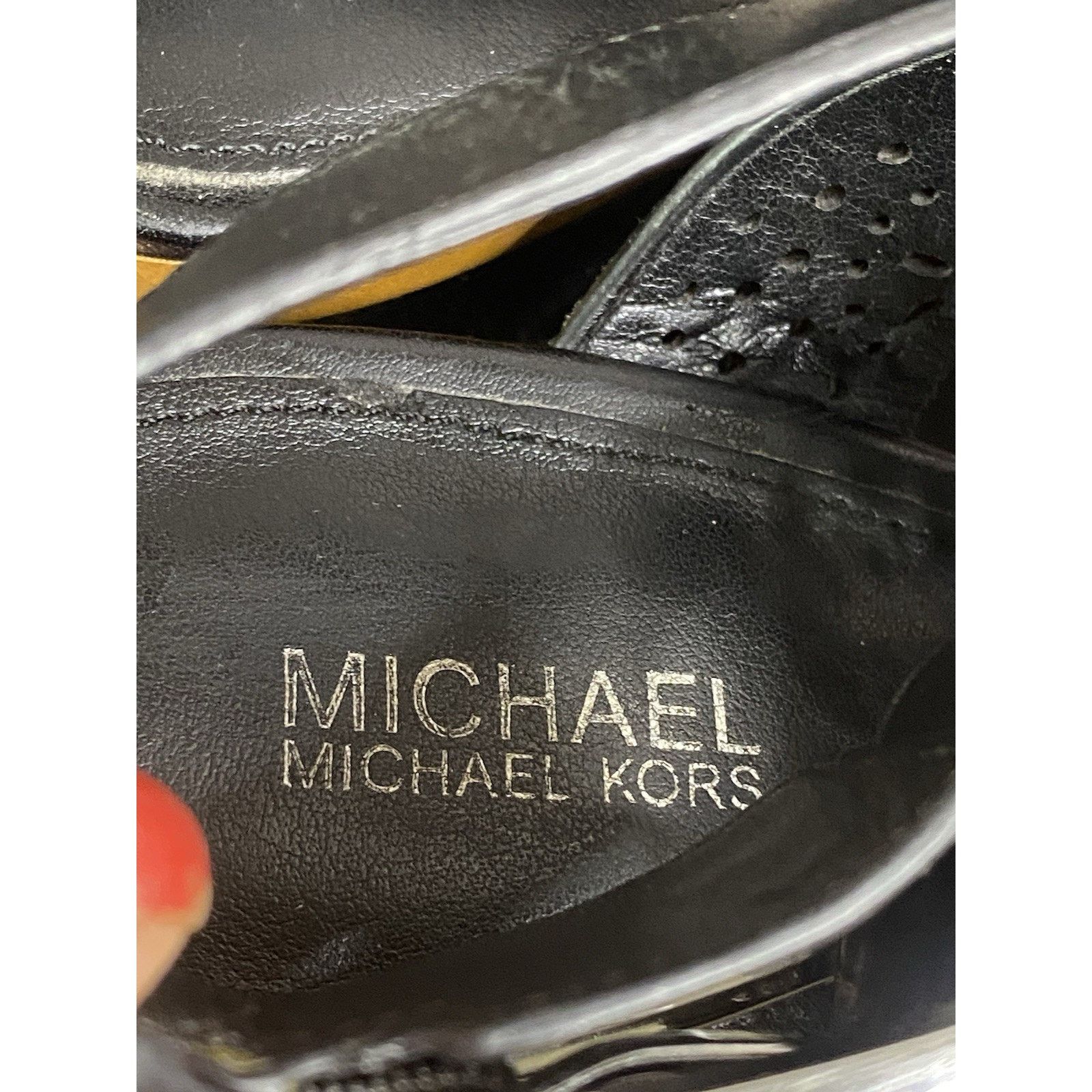Michael Kors Michael Michael Kors Josephine 7.5 Black Leather Wedge Size US 7.5 / IT 37.5 - 5 Thumbnail