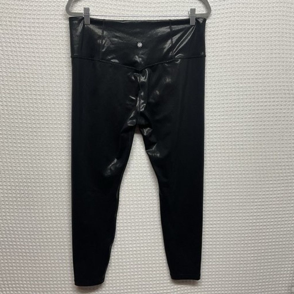 Athleta NWOT Athleta Black Faux Leather Midrise Leggings Women XL Size 34" / US 12 / IT 48 - 10 Thumbnail