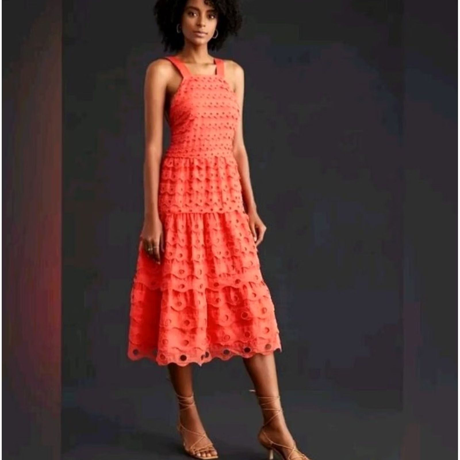 Anthropologie VINTAGE Anthropologie Maeve Women's Halter Eyelet Midi Dress Plus Size 20W NEW Size 3XL / US 20-22 - 2 Thumbnail