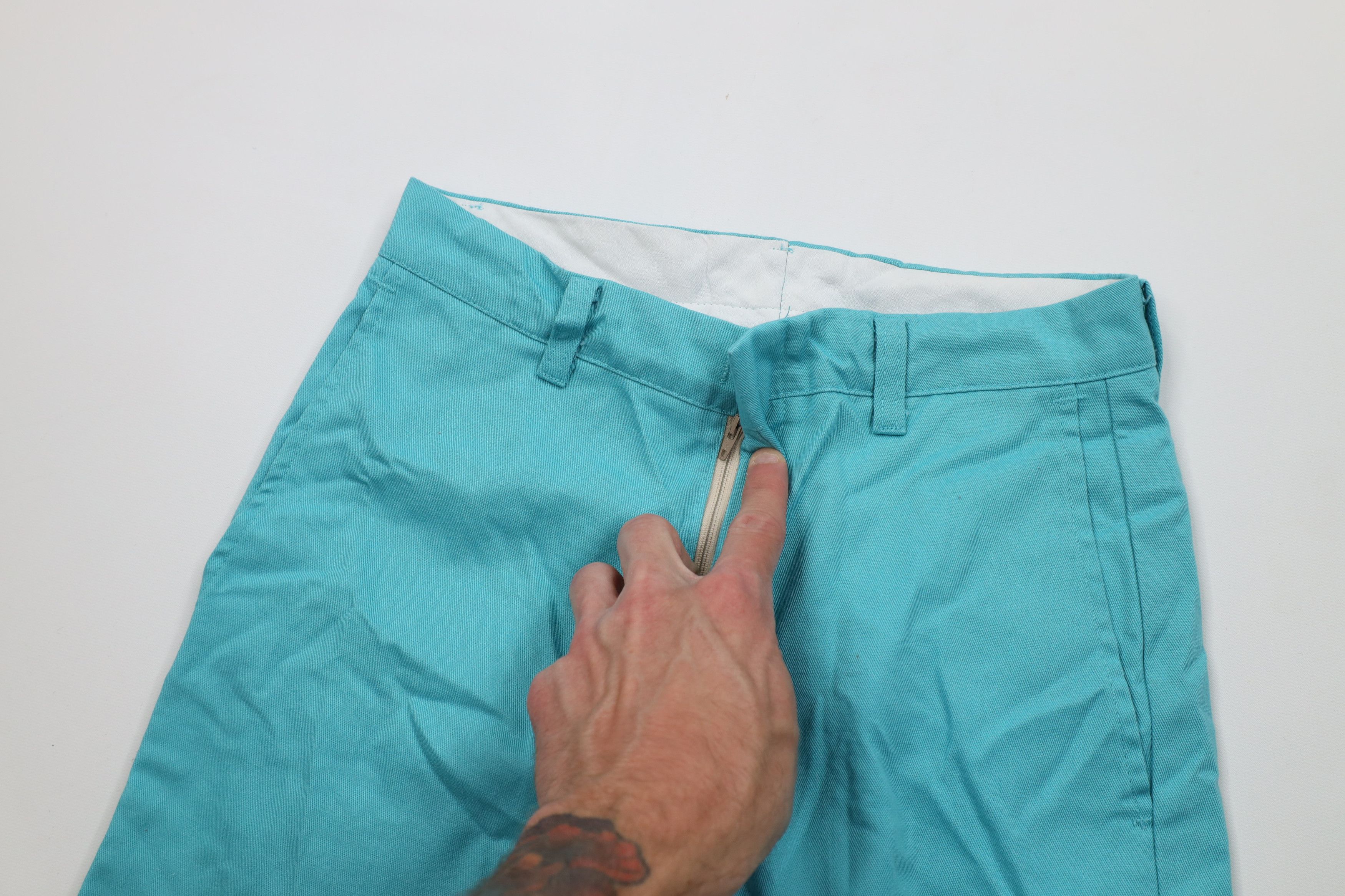 Vintage Vintage 70s Streetwear Flared Wide Leg Chino Pants Blue USA Size 27" / US 4 / IT 40 - 7 Thumbnail